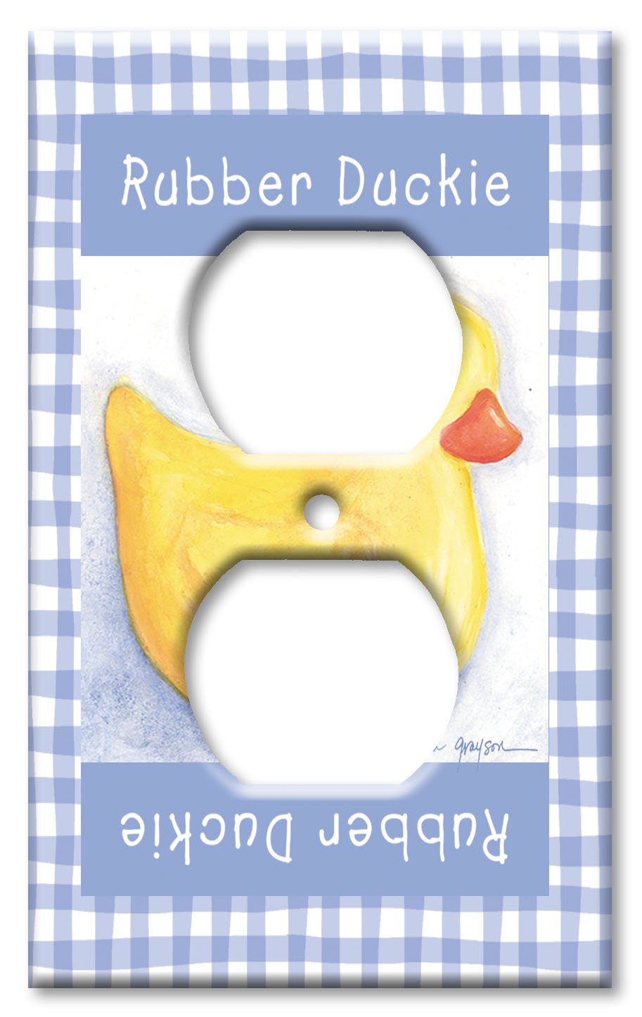 Decorative Metal Wall Plate - Art Plates & Outlet Cover with Rubber Ducky Design | Made in USA | Perfect for Home Decor, Nursery, Kids Room & Bathroom