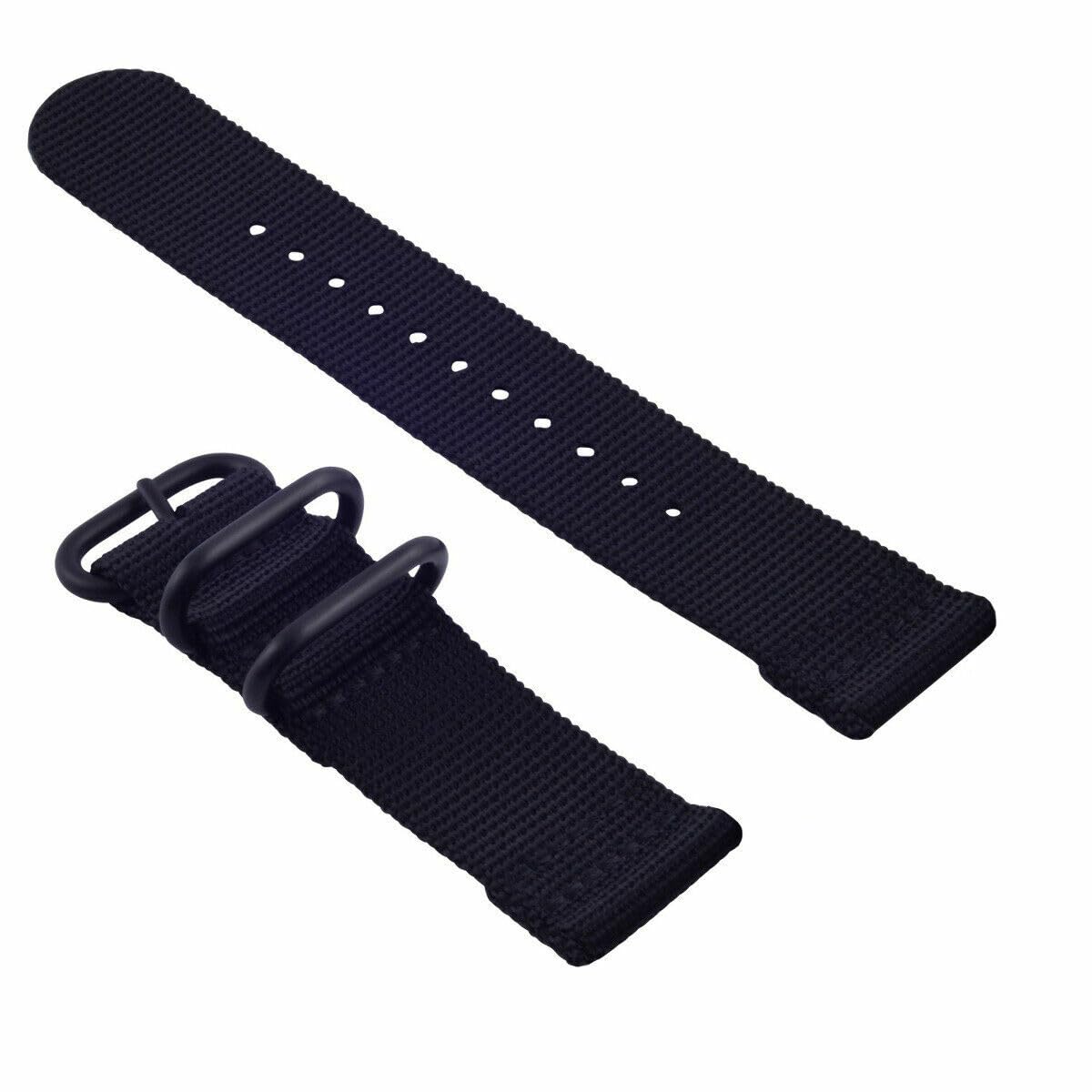 Suunto Core Compatible Nylon Watch Strap - Black PVD 3-Ring Diver Band with Lugs | Replacement Strap for Suunto Core Outdoor, Diving & Adventure Watches