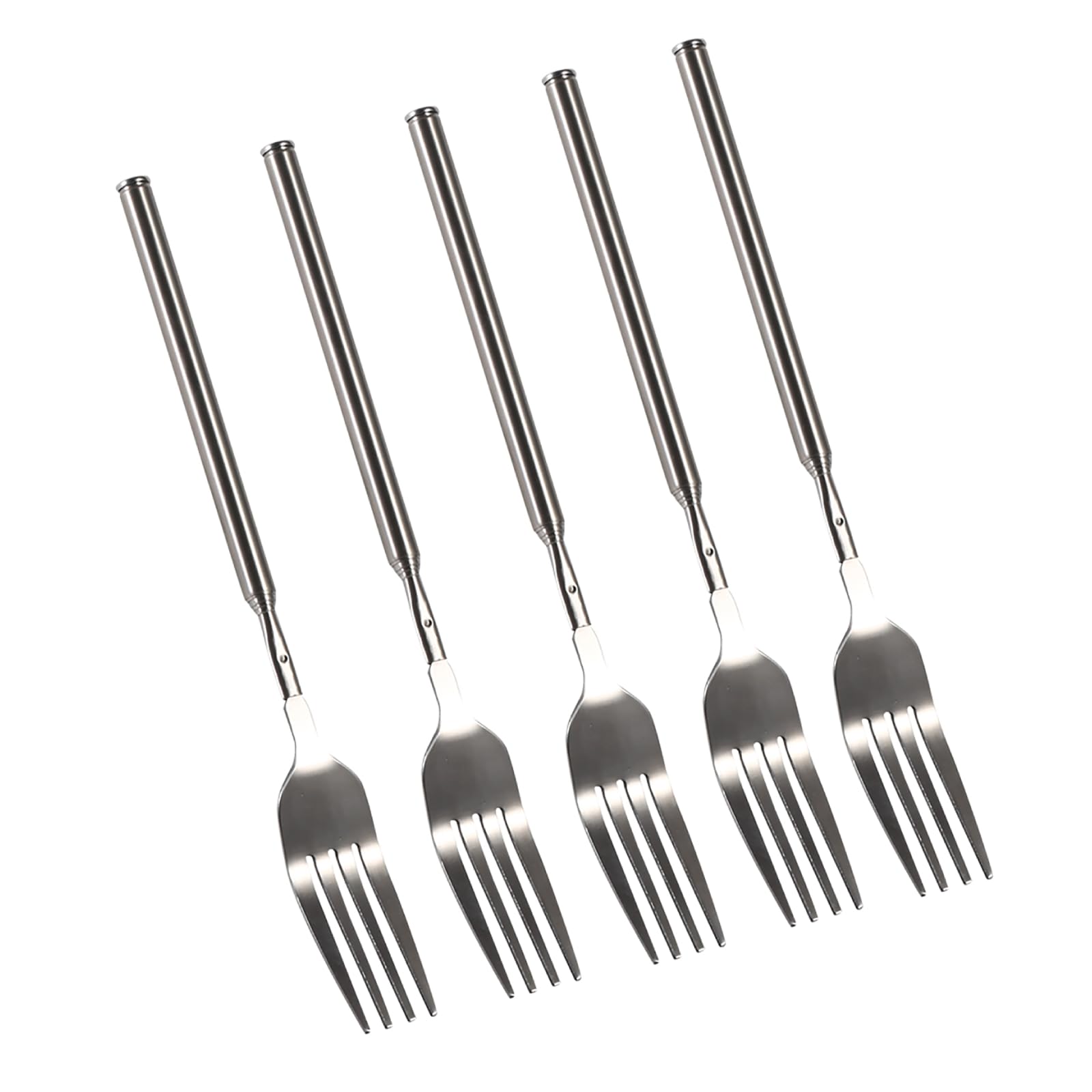 5Pcs Extendable BBQ Forks - Stainless Steel Telescopic Forks (8.7-25.4 Inch) for Dessert, Fruit, Barbecue & Toasting - Perfect for Outdoor Picnics, Camping & Family Gatherings