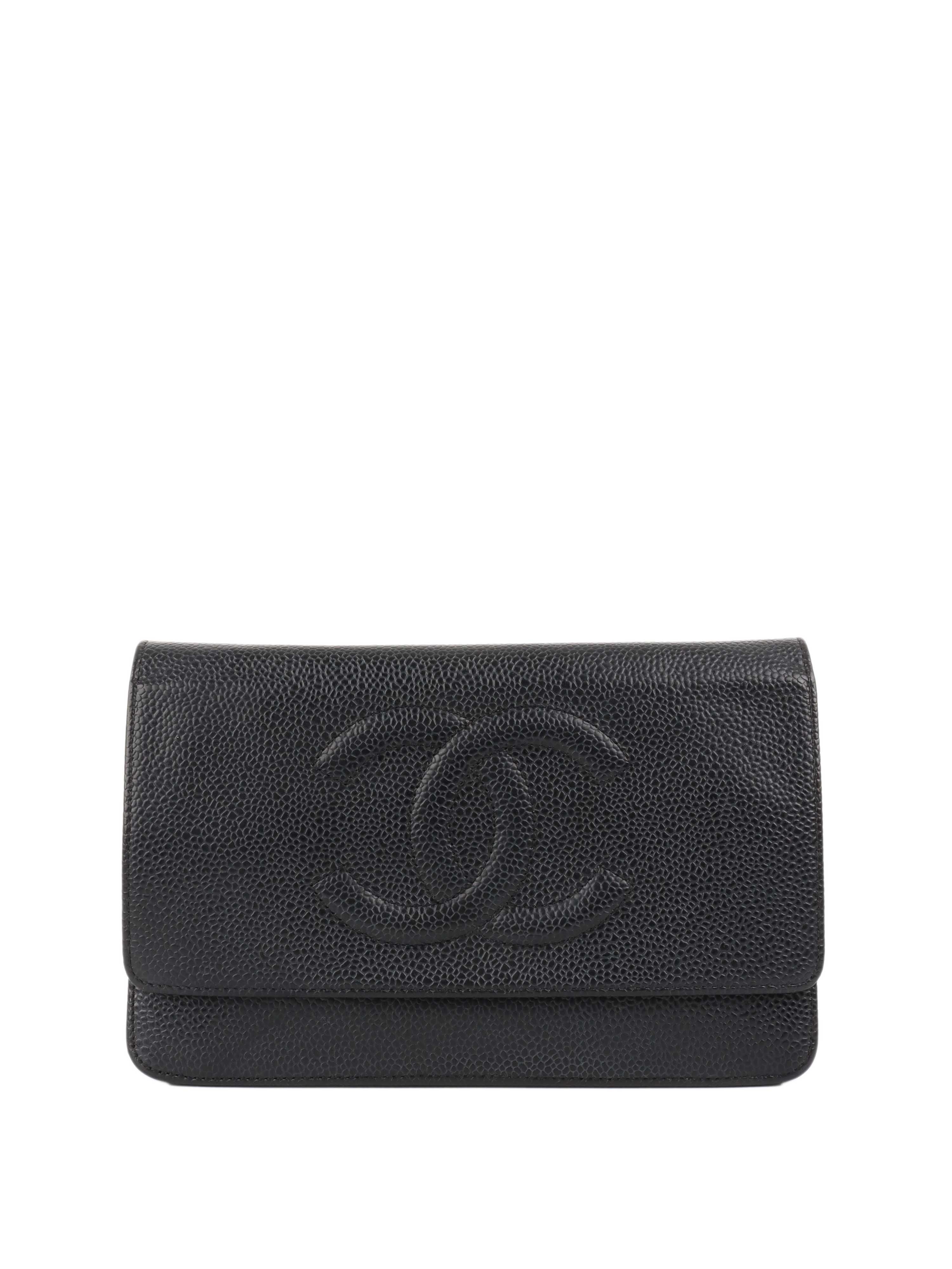Chanel Black Caviar Leather Wallet on Chain Crossbody Bag for Women - Perfect for Evening Events, Parties & Daily Use