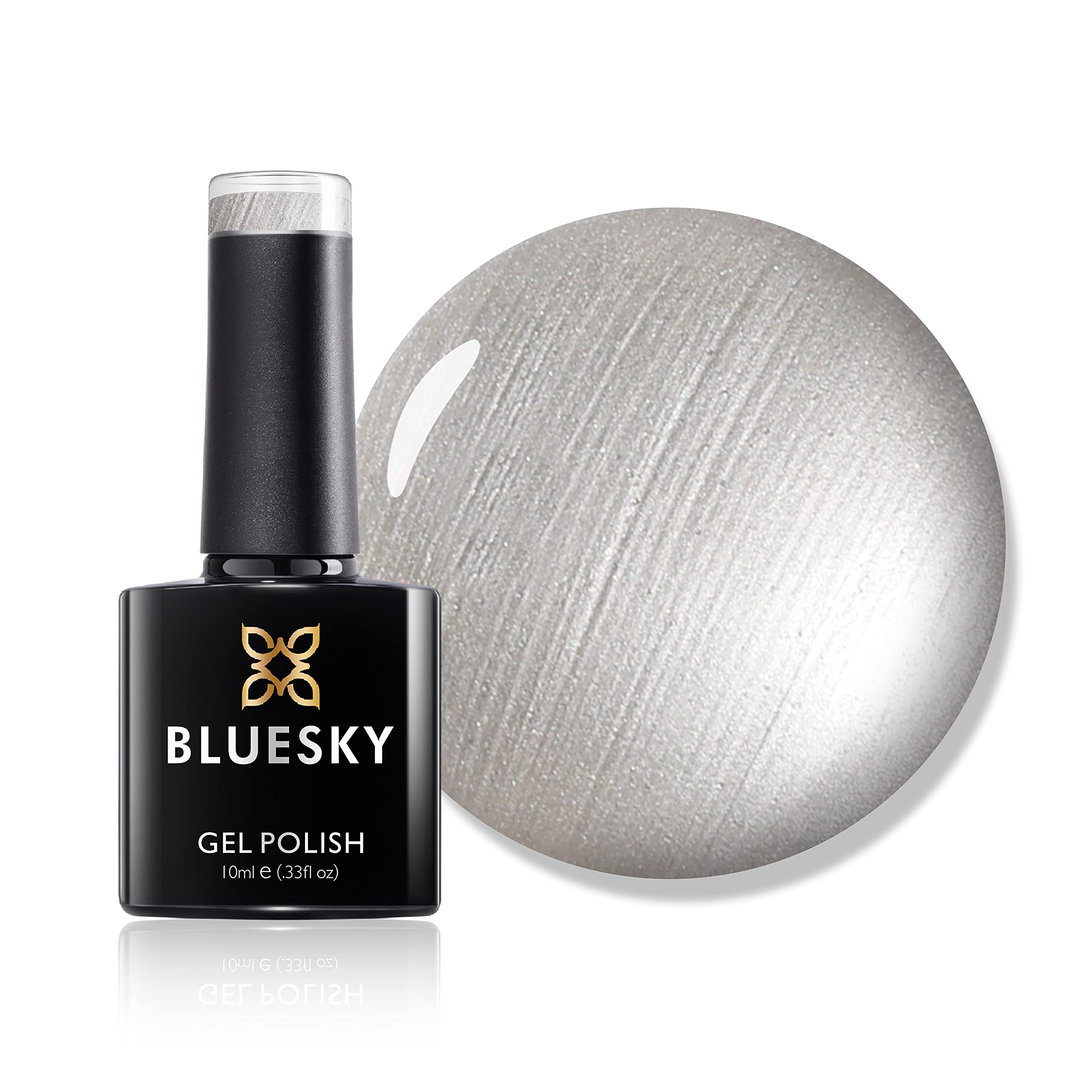 Bluesky Gel Nail Polish - Silver Chrome 80532 with Glitter (Grey/Light Silver) | 10ml Long-Lasting & Chip-Resistant UV LED Lamp Required | Perfect for Salon, Home Manicures & Special Occasions