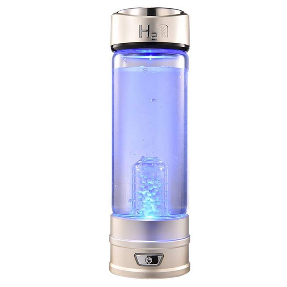 Premium Hydrogen Water Generator Bottle - 420ml Gold SPE/PEM Dual Chamber Technology for High Concentration Hydrogen Rich Water - Portable Ionizer for Health, Fitness & Anti-Aging - Perfect for Gym, Travel & Daily Hydration