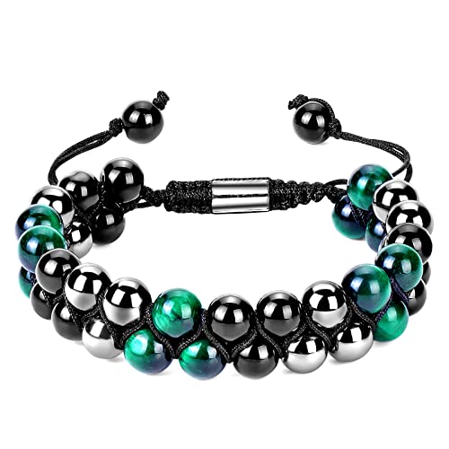 8mm Green Tiger Eye/Black Onyx/Hematite