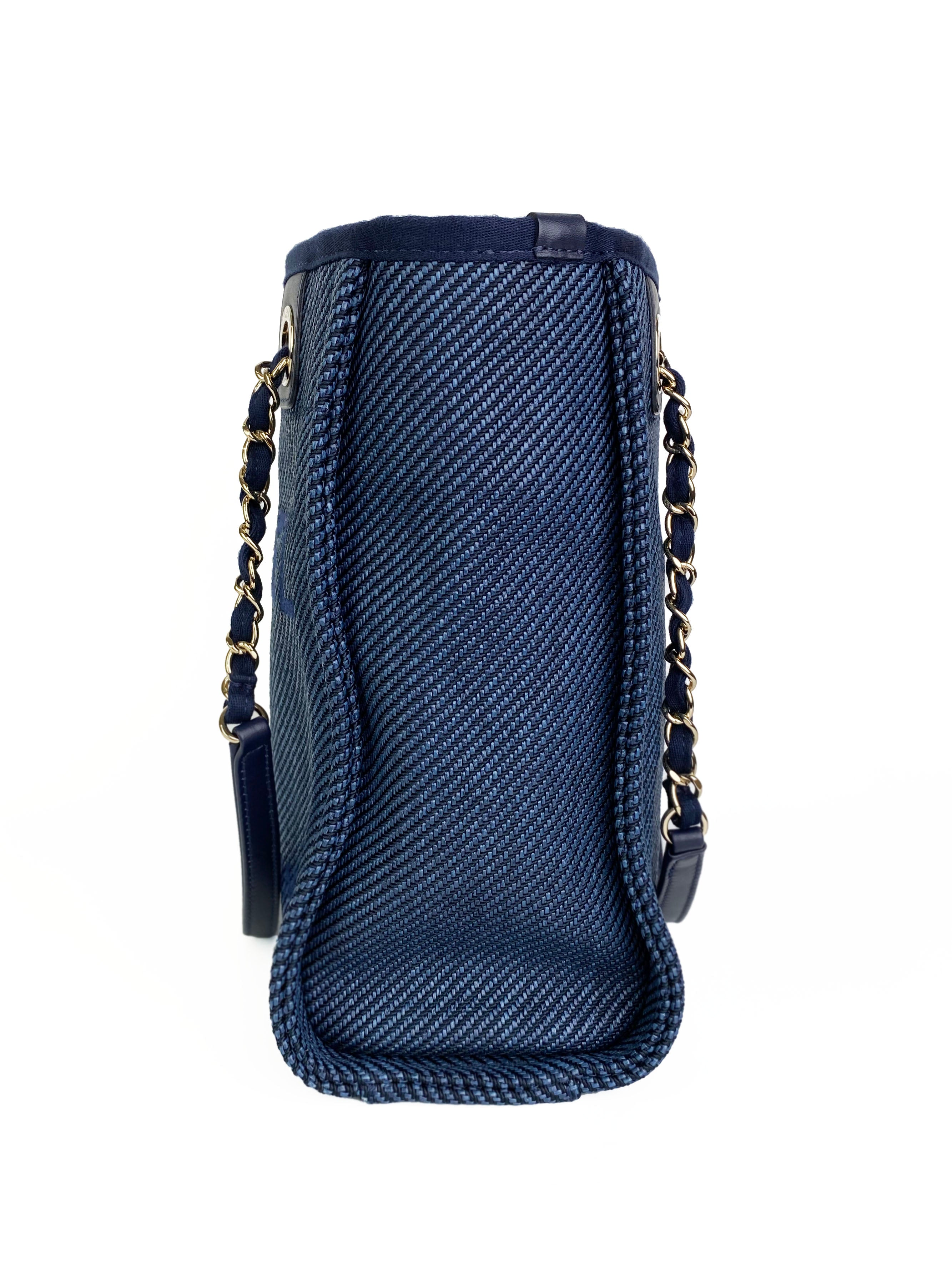 Chanel Blue Denim Deauville Tote Bag - Stylish Designer Handbag for Women, Fashionable Shoulder Bag for Work, Travel & Everyday Use
