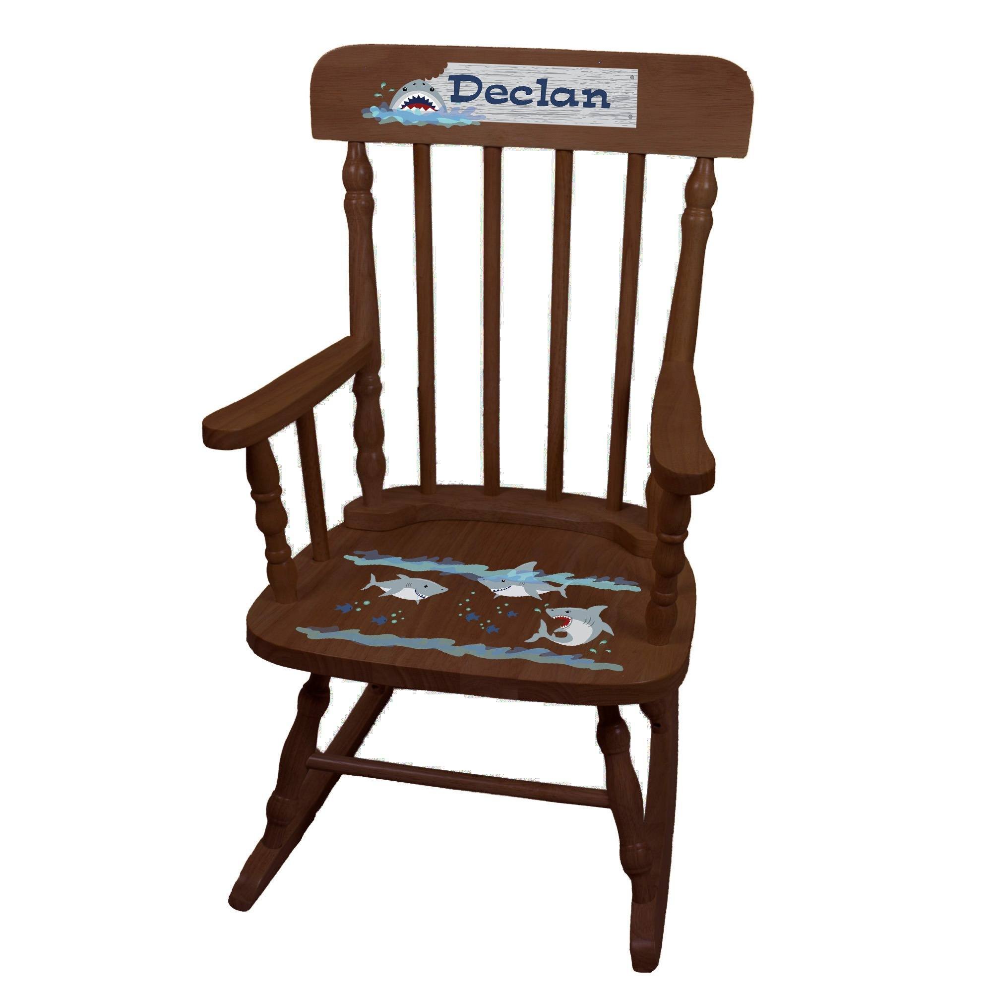 Personalized Shark Tank Espresso Kids Rocking Chair - Perfect for Nursery, Bedroom & Playroom - Unique Gift for Toddlers & Children