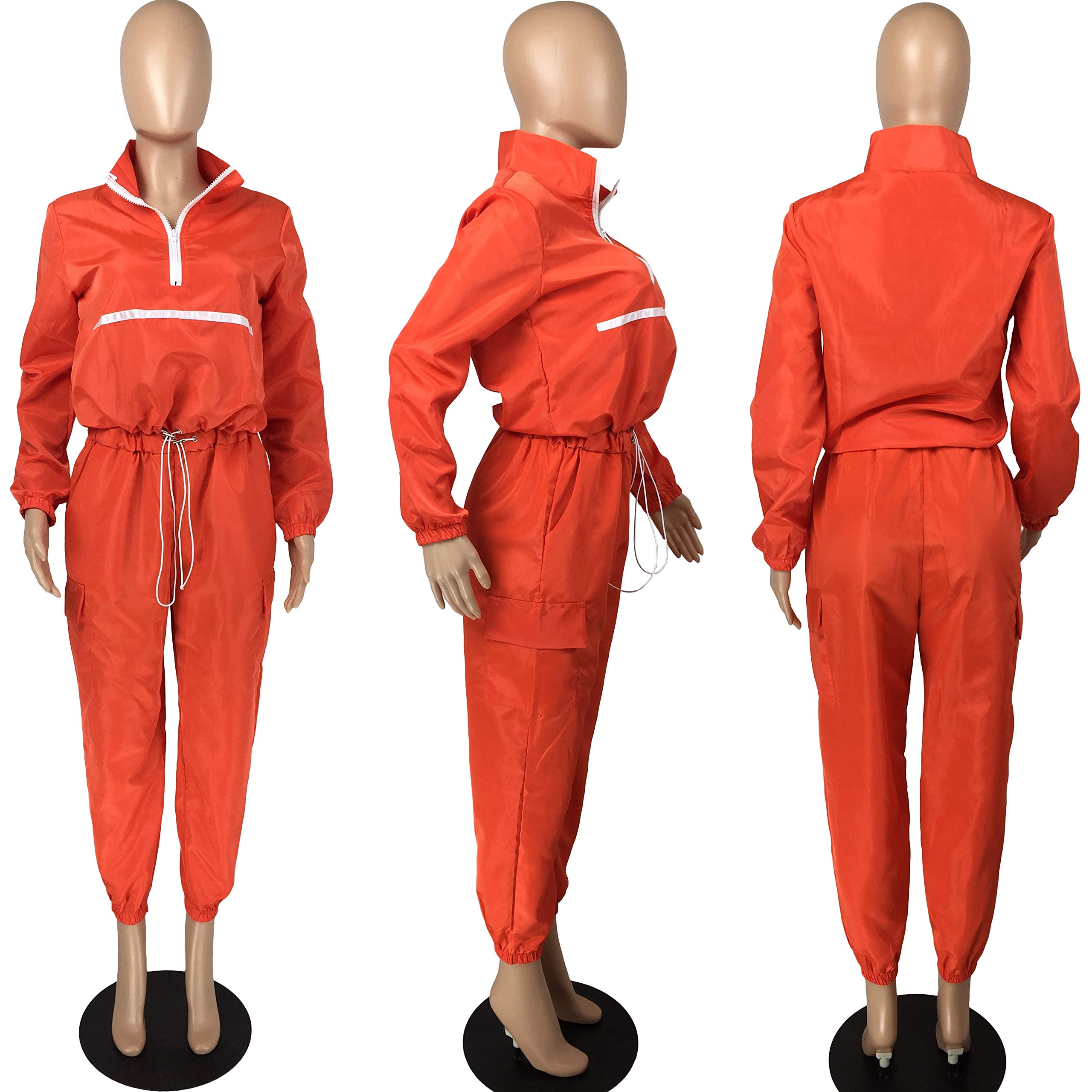 EOSIEDUR Women's 2-Piece Tracksuit Set - Lightweight Windbreaker Pullover Jacket & Crop Top with Pants | Casual Workout Outfit for Gym, Running & Streetwear Fashion