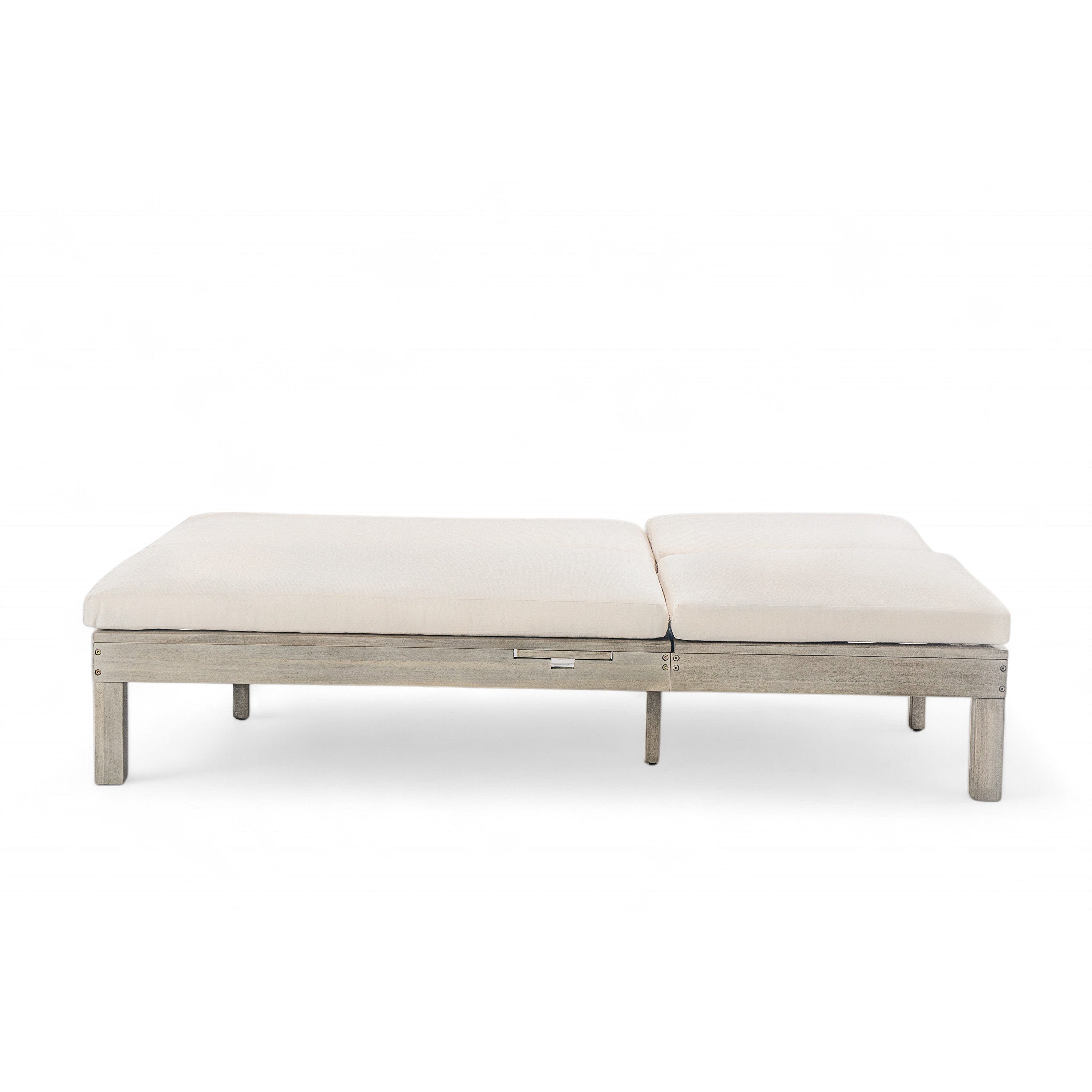 5-Position Adjustable Backrest Outdoor Chaise Lounge Daybed with Cushion & Folding Side Trays - Patio Poolside Garden Furniture for 2 People - Perfect for Sunbathing, Relaxing by the Pool or Backyard Lounging