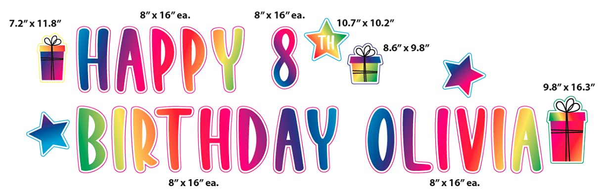 Personalized Happy Birthday Yard Sign - Rainbow Lawn Decoration for Outdoor Celebrations | Customizable Birthday Party Decor, Garden Sign for Special Occasions