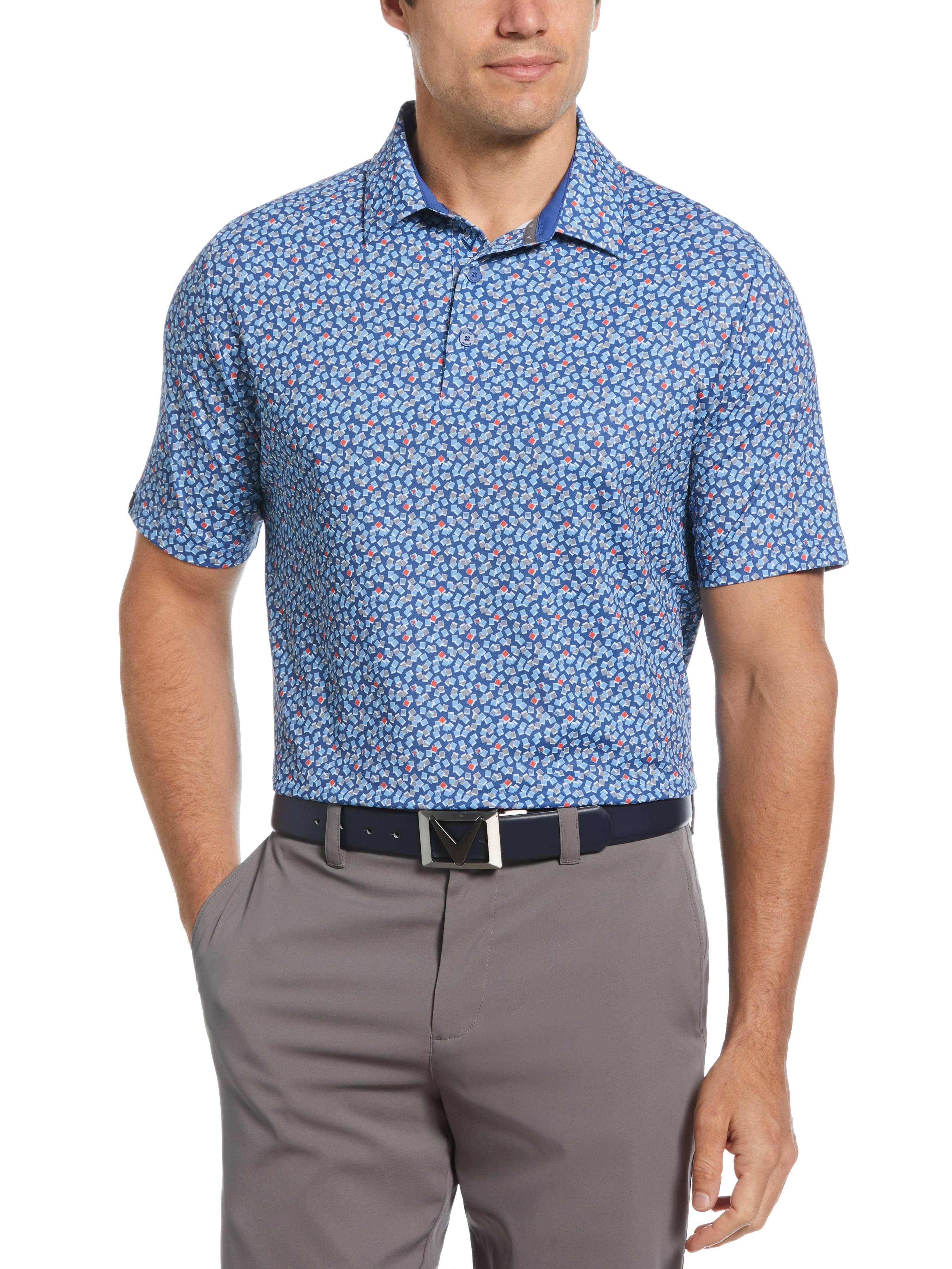Men's Polaroid Confetti Print Golf Polo Shirt - Stylish Casual & Performance Golf Wear for Men - Perfect for Golf Outings, Summer Parties & Office Casual Fridays
