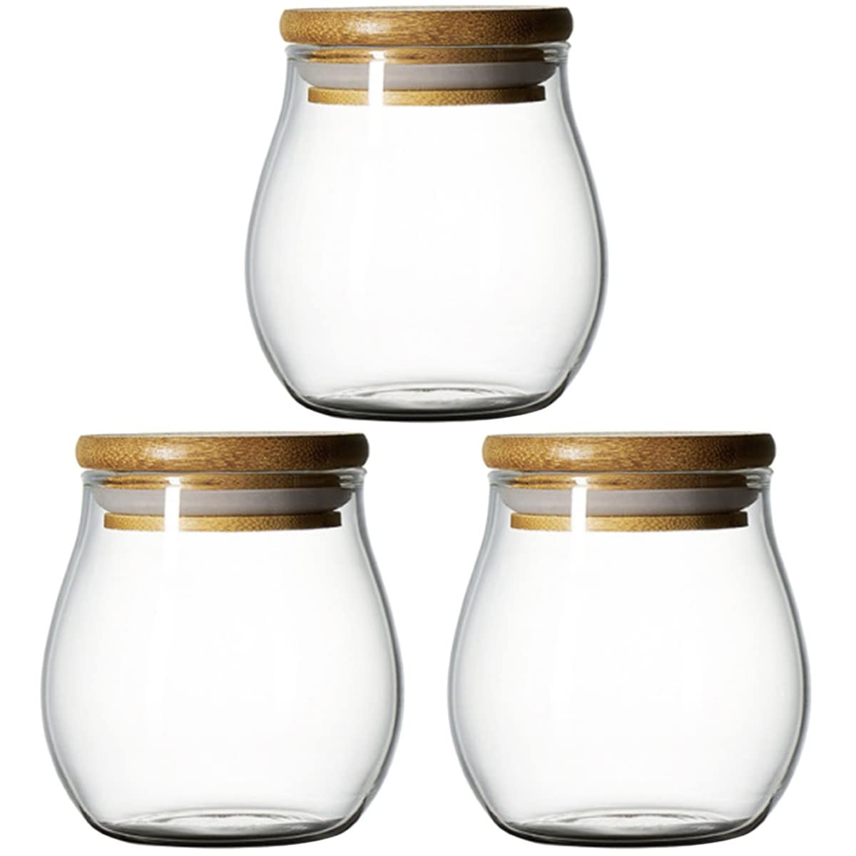 DOITOOL 3-Piece Clear Glass Tea Canister Set - Airtight Tea Storage Jars for Loose Leaf Tea, Coffee, Herbs & Spices - Perfect for Kitchen, Pantry & Tea Station Organization