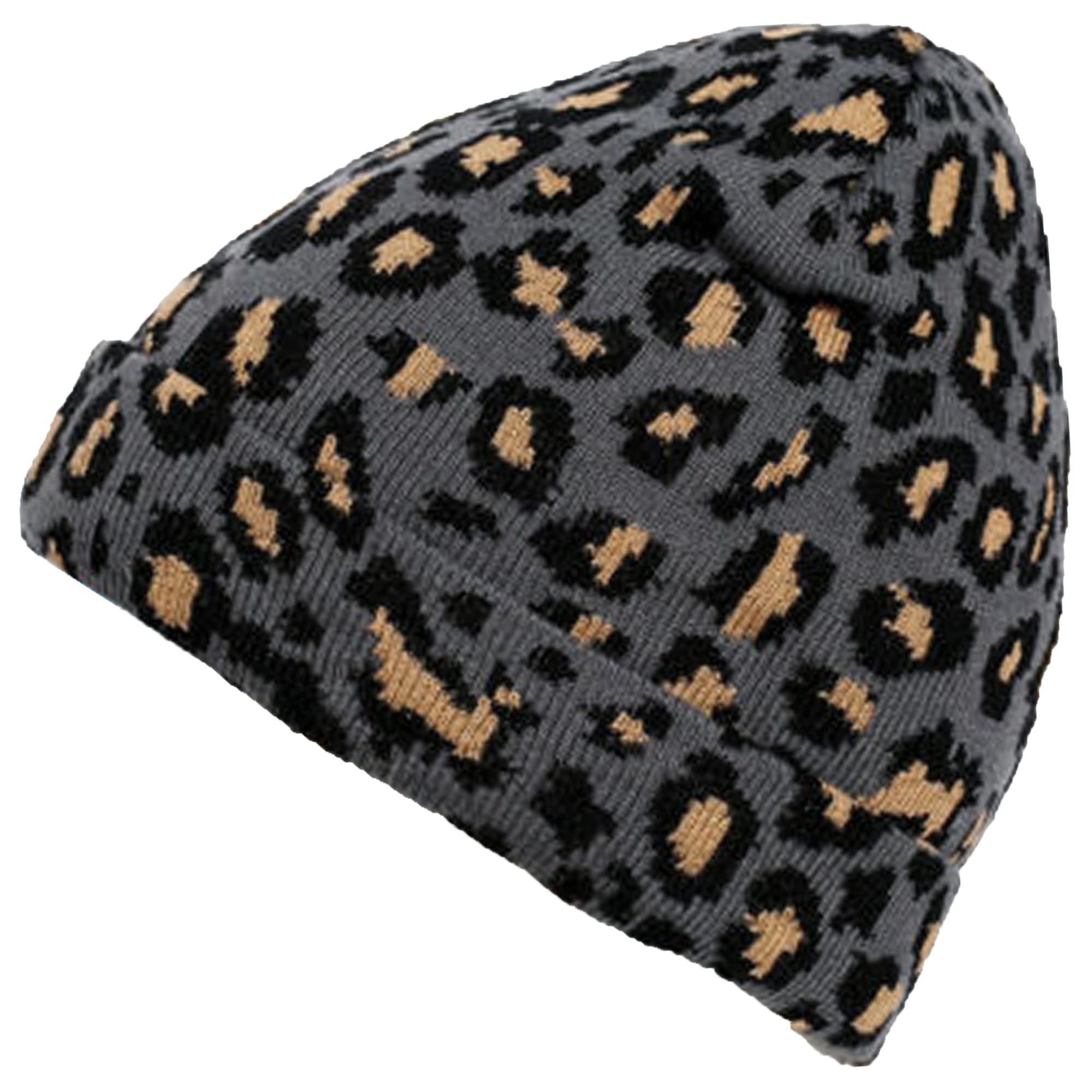 Animal Print Grey Beanie Hat for Men & Women - 100% Acrylic Warm Knit Skull Cap with Cuffed Design | Perfect Winter Accessory for Outdoor Activities, Skiing, and Casual Streetwear