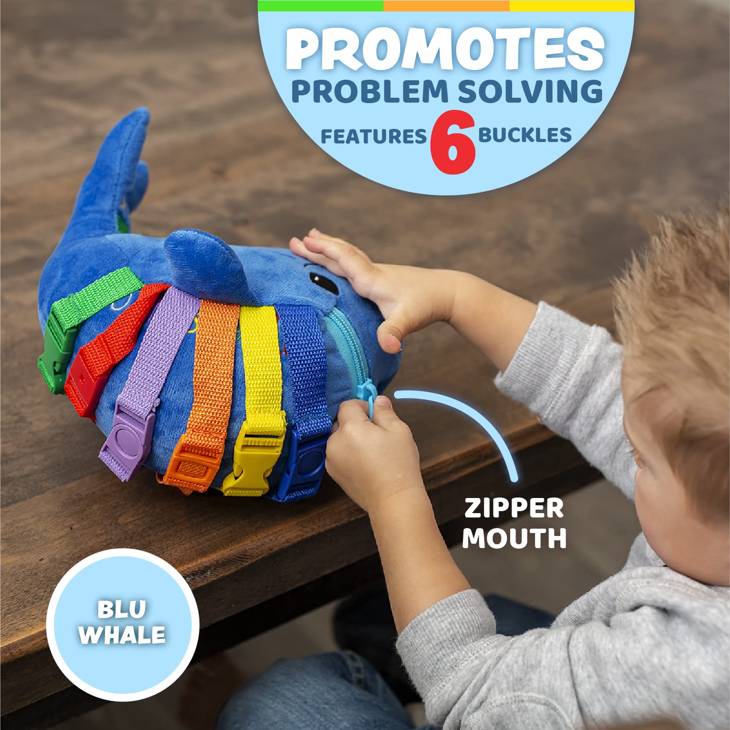 Buckle Toys - Blu Whale & Barney Crab Ocean Buddies Bundle for Toddlers | Sensory Learning Toys for Autistic Kids | Perfect for Travel, Daycare & Preschool Playtime
