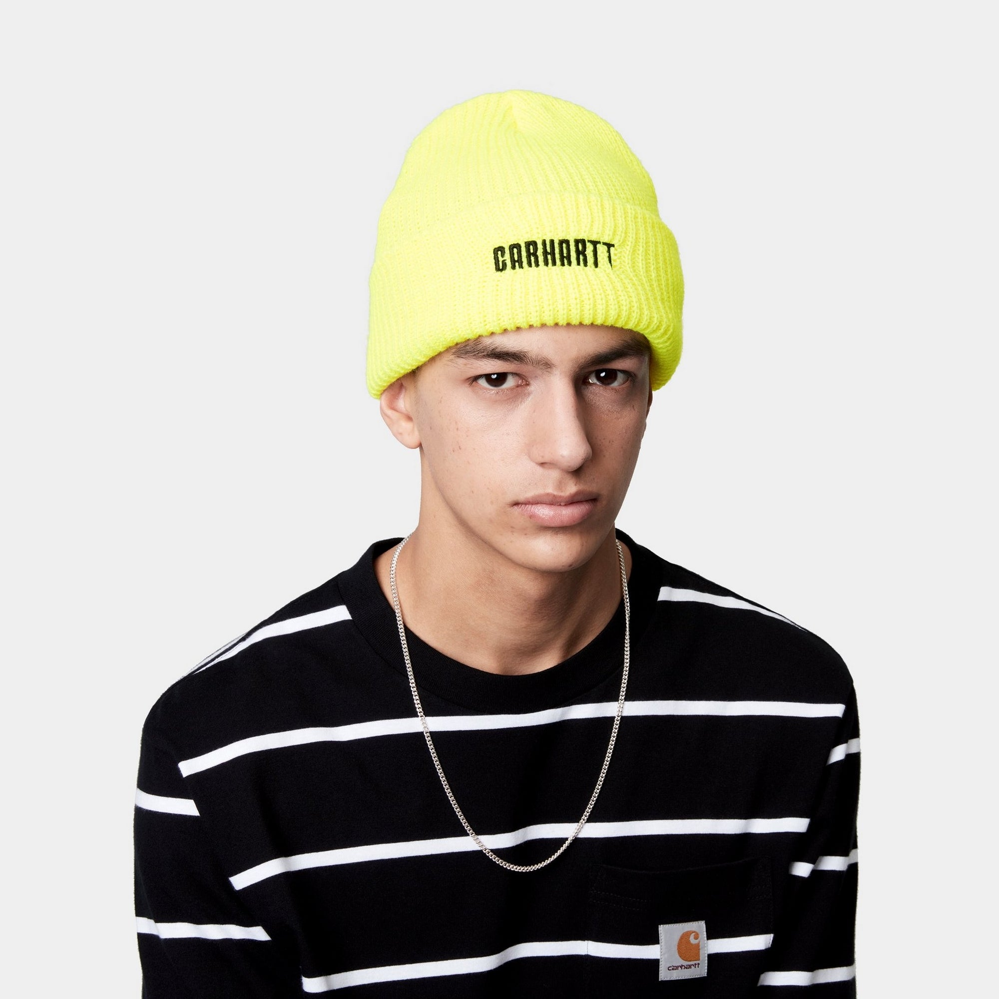 Industry Beanie - Lumo Yellow & Black Unisex Winter Hat for Men & Women | Warm Knit Skull Cap for Outdoor Activities, Sports & Casual Wear
