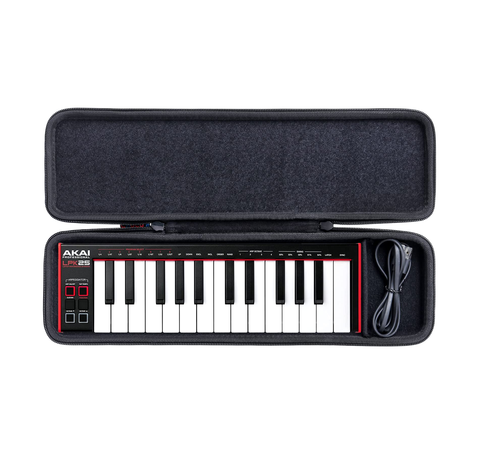 AKAI Professional LPK25 Hard Carrying Case - Durable Replacement USB MIDI Keyboard Controller Protective Cover | Perfect for Travel, Studio & Live Performances