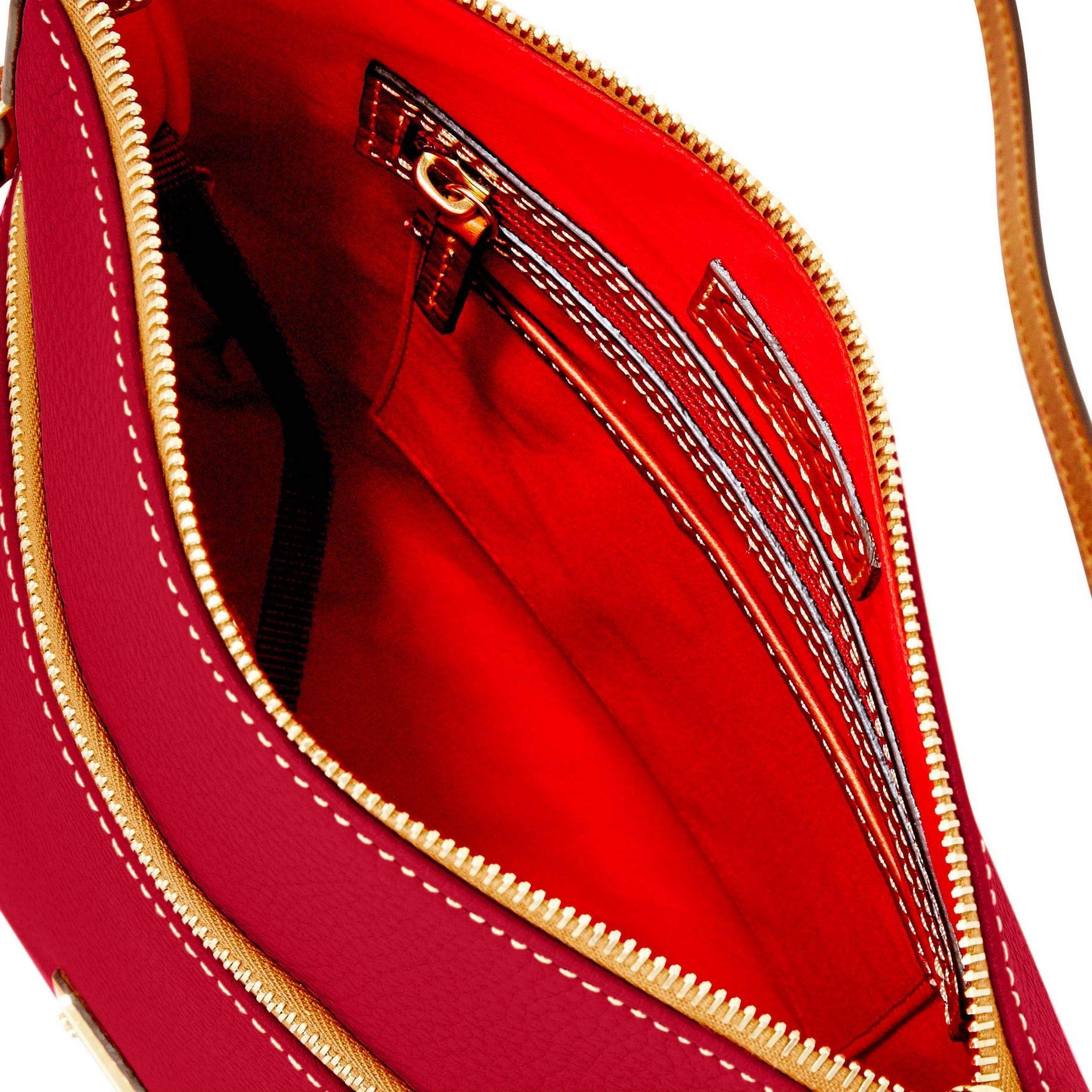Dooney & Bourke Women's Pebble Leather Crossbody Bag in Cranberry with Tan Trim - Perfect for Work, Travel & Everyday Use
