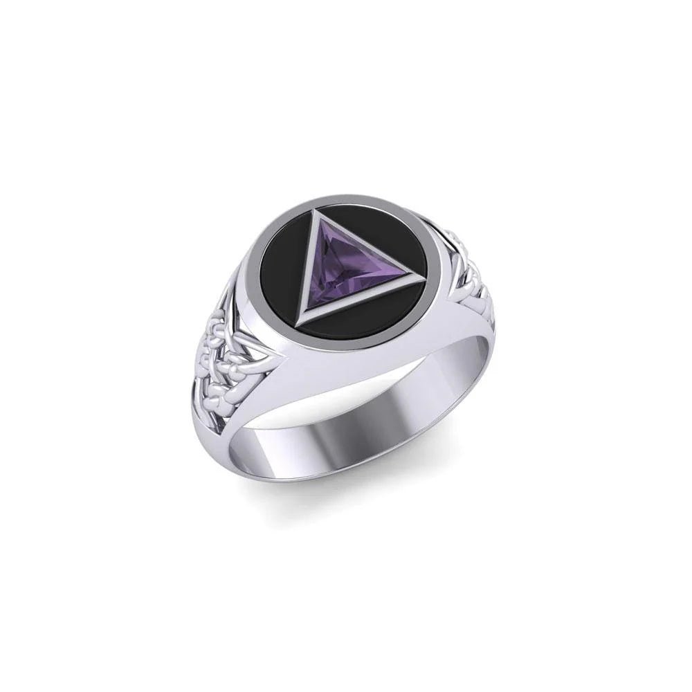 Celtic AA Recovery Silver Ring for Men & Women - Strength & Unity Symbol TR1020 - Perfect for Gifts, Weddings & Spiritual Healing