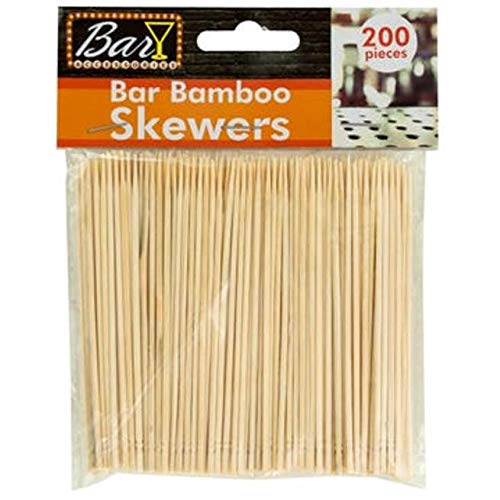 4 Inch Natural Bamboo Wood Skewers for Cocktails & Appetizers - 200 Pack (3 Packs Total 600 Skewers) - Perfect for Party Snacks, Fruit Platters, BBQ Skewers & Charcuterie Boards