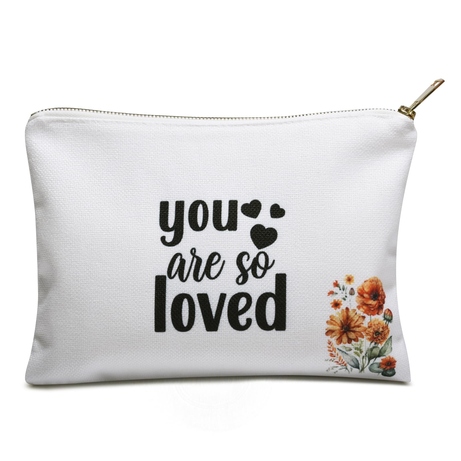 Eco-Friendly Linen Makeup Bag for Women - Medium Travel Cosmetic Organizer, Cotton Toiletry Pouch, Perfect Birthday & Friendship Gift (You Are So Loved) - Ideal for Travel, Gym & Daily Essentials Storage