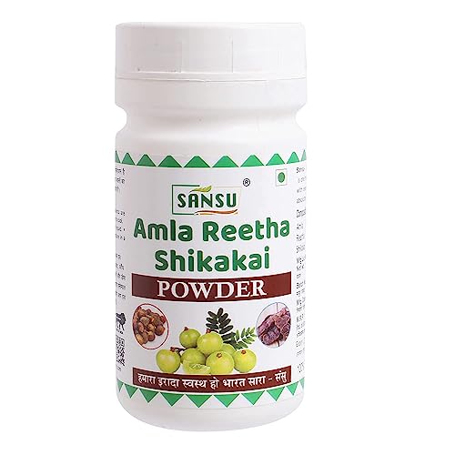 Organic Sansu Amla Reetha Shikakai Powder 100g (Pack of 2) - Natural Hair Care for Shine & Growth - Perfect for DIY Hair Masks & Ayurvedic Treatments