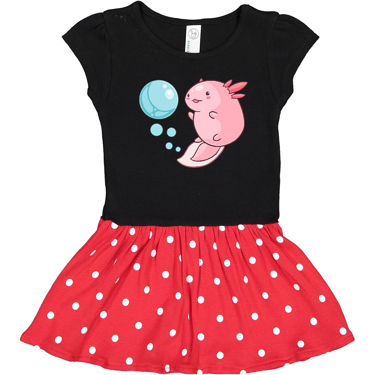 Inktastic Cute Axolotl and Bubbles Heart Print Toddler Dress - Soft Cotton Baby Girl Outfit for Playdates, Birthday Parties & Casual Wear