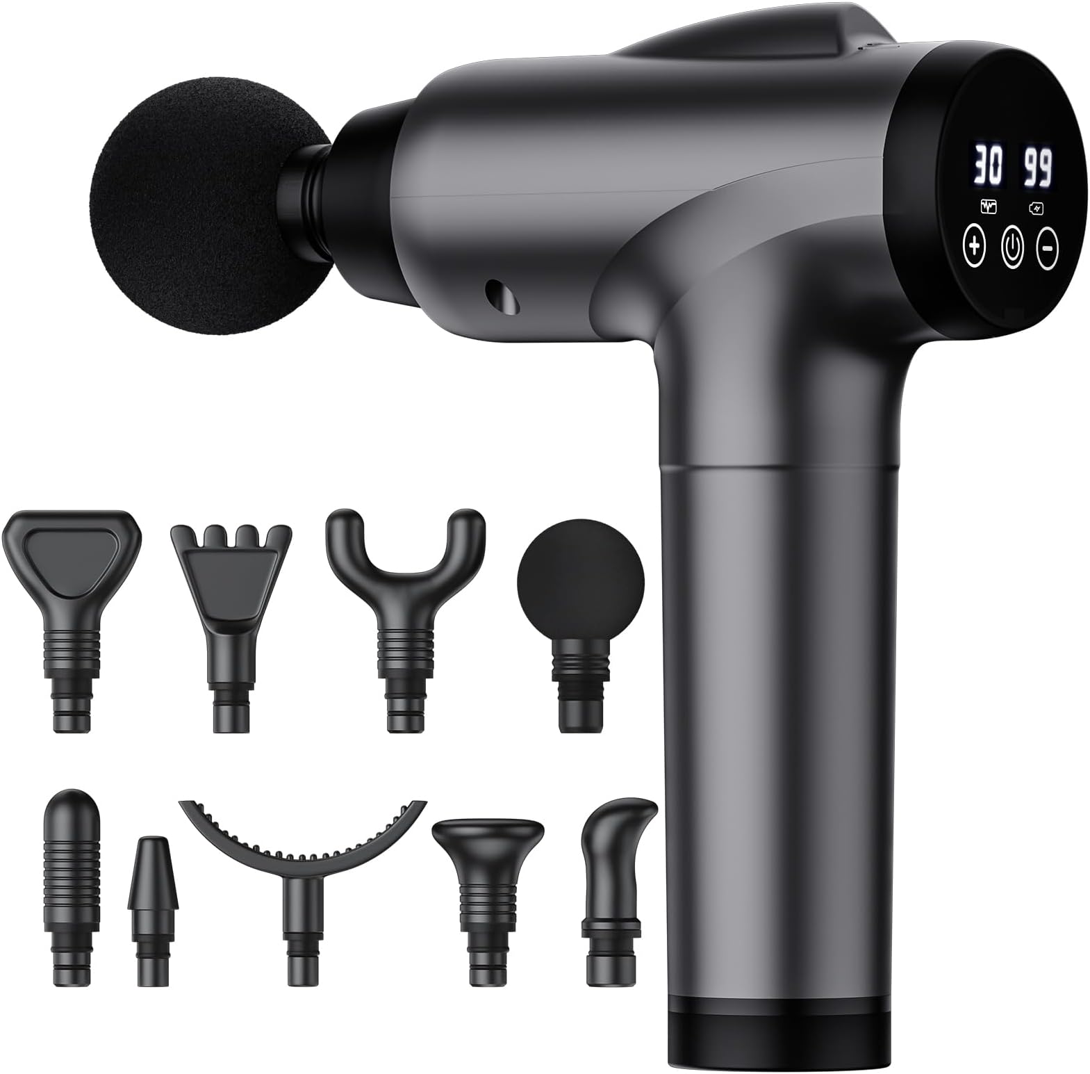 Mitimi Deep Tissue Massage Gun - Electric Percussion Muscle Massager with 9 Attachments & 30 Speed Levels for Pain Relief - Perfect for Athletes, Gym Recovery & Home Use