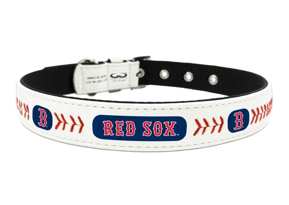 MLB Classic Leather Baseball Dog Collar - Adjustable Pet Collar for Small Medium Large Dogs - Perfect for Baseball Fans, Game Day, Walks & Training