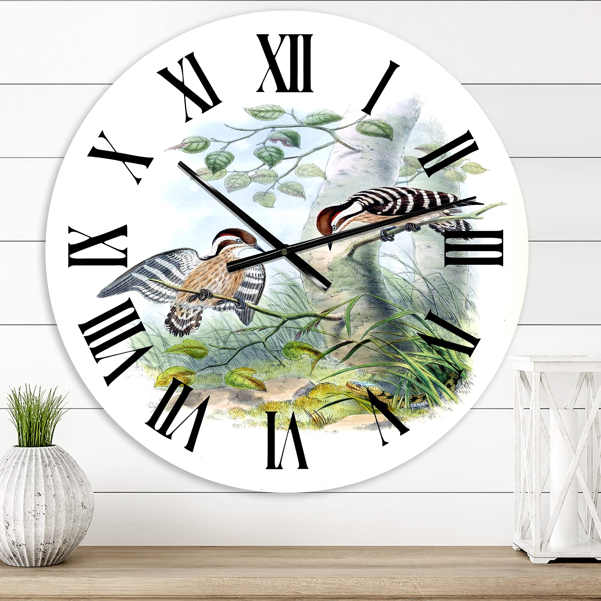 Vintage Birds in The Wild Wall Clock - Large Traditional Kitchen Decor with Animal Design - Perfect for Home, Office, and Farmhouse Décor