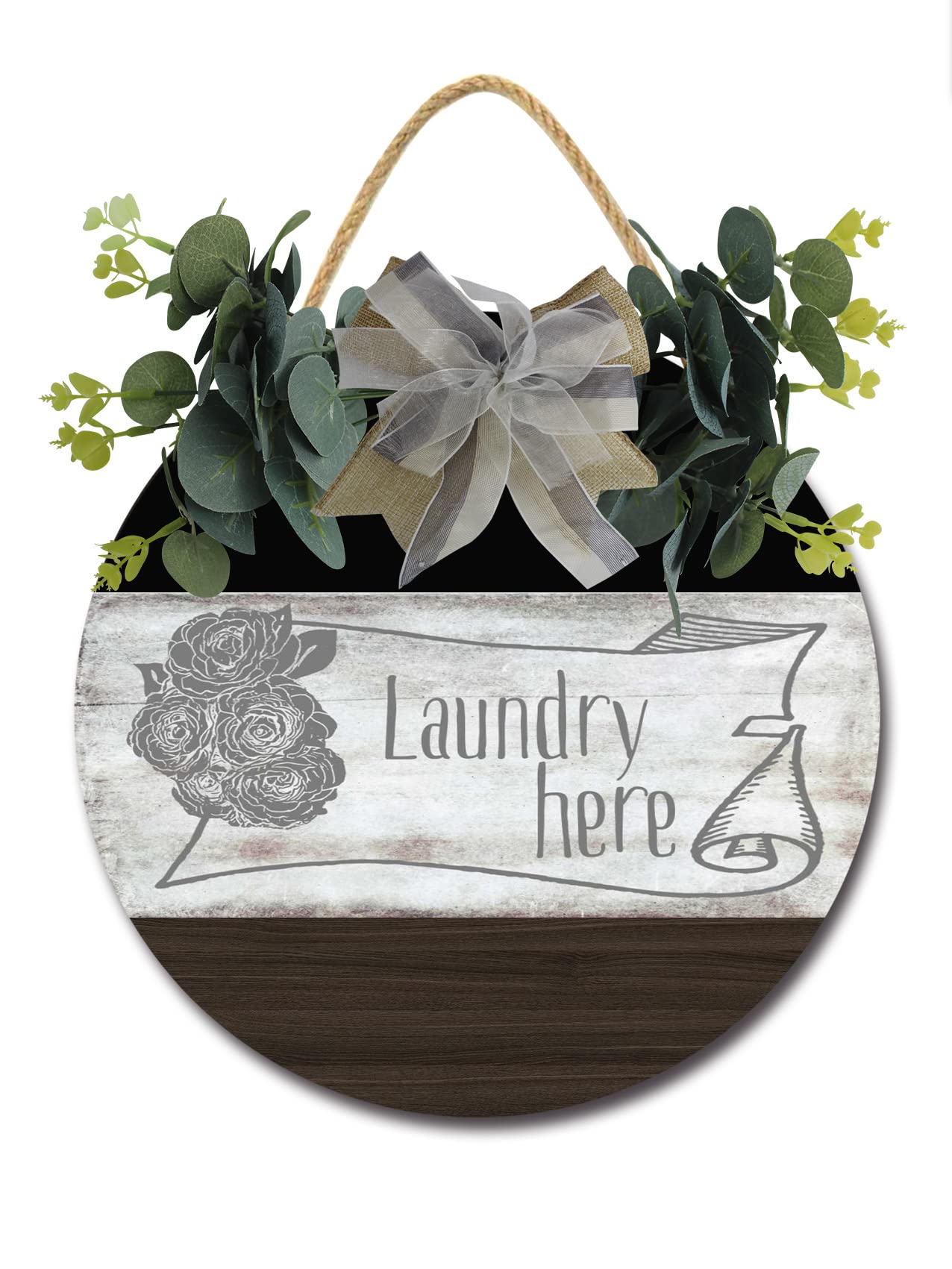 Laundry Here Sign - Rustic Farmhouse Door Decor for Front Porch, Wall Hanging Home Decoration | Perfect for Laundry Room Entryway, Mudroom, and Farmhouse Style Decor