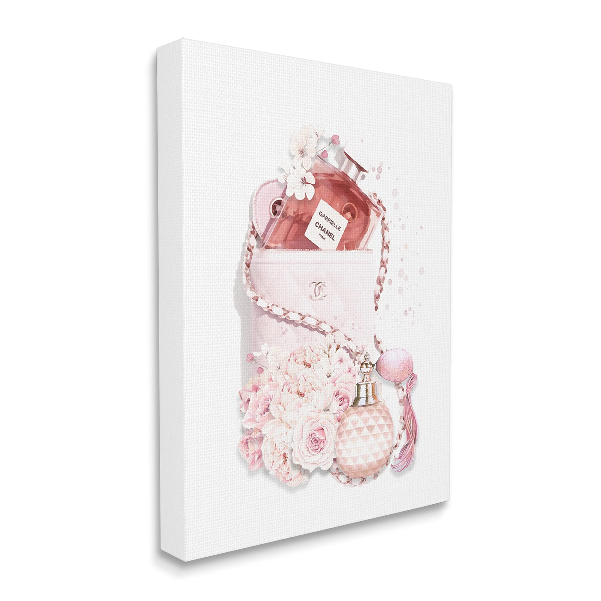 Stupell Industries Pink Designer Bag Wall Art - Chic Floral Paint Splatter Canvas by ROS Ruseva | Perfect for Living Room, Bedroom & Office Decor