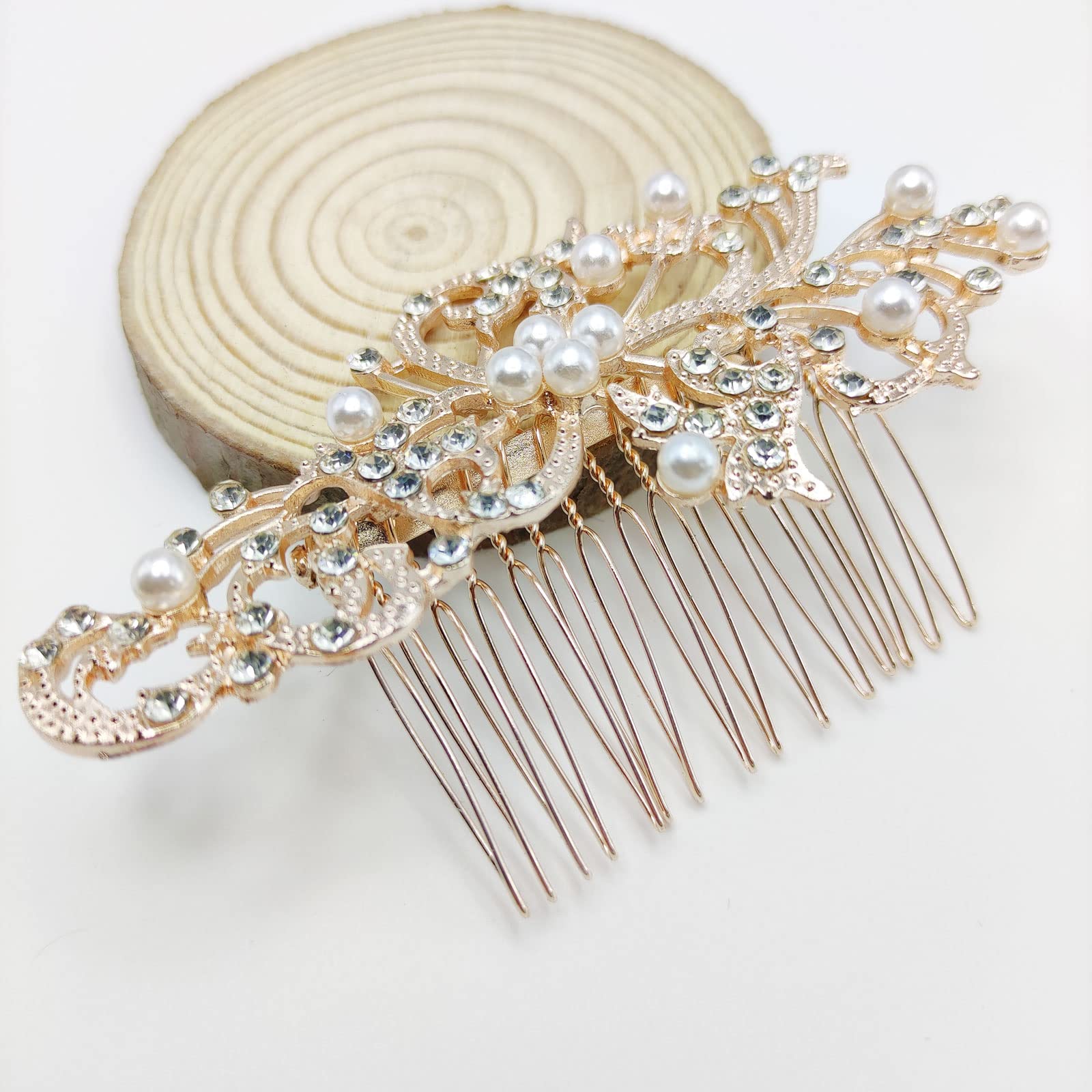 Elegant Rhinestone Pearl Bridal Hair Comb - Wedding Hair Clip Headpiece for Brides & Women | Perfect for Bridal Showers, Weddings & Formal Events - H25
