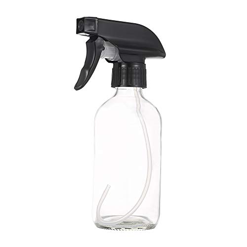 240ML Glass Spray Bottle - Refillable Essential Oil Dispenser for Aromatherapy, Homemade Cleaners, Plant Misting & Vinegar Solutions - Durable Black Trigger Sprayer with Mist & Stream Settings - Perfect for DIY, Home & Garden Use