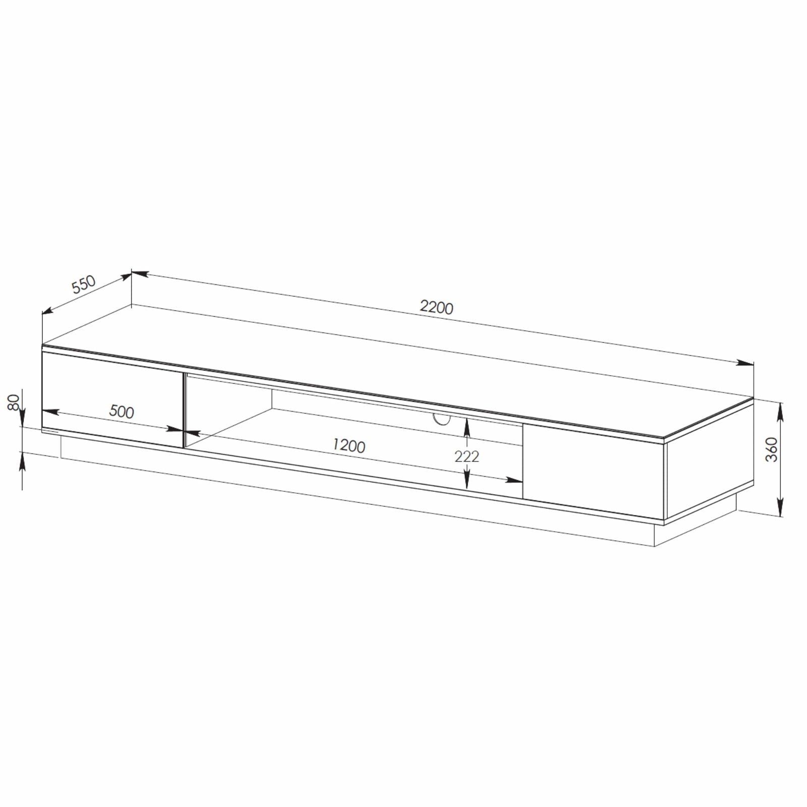 Tauris™ RIO2200LL Black TV Stand Entertainment Center - Modern Media Console for Living Room, Home Theater & Gaming Setup