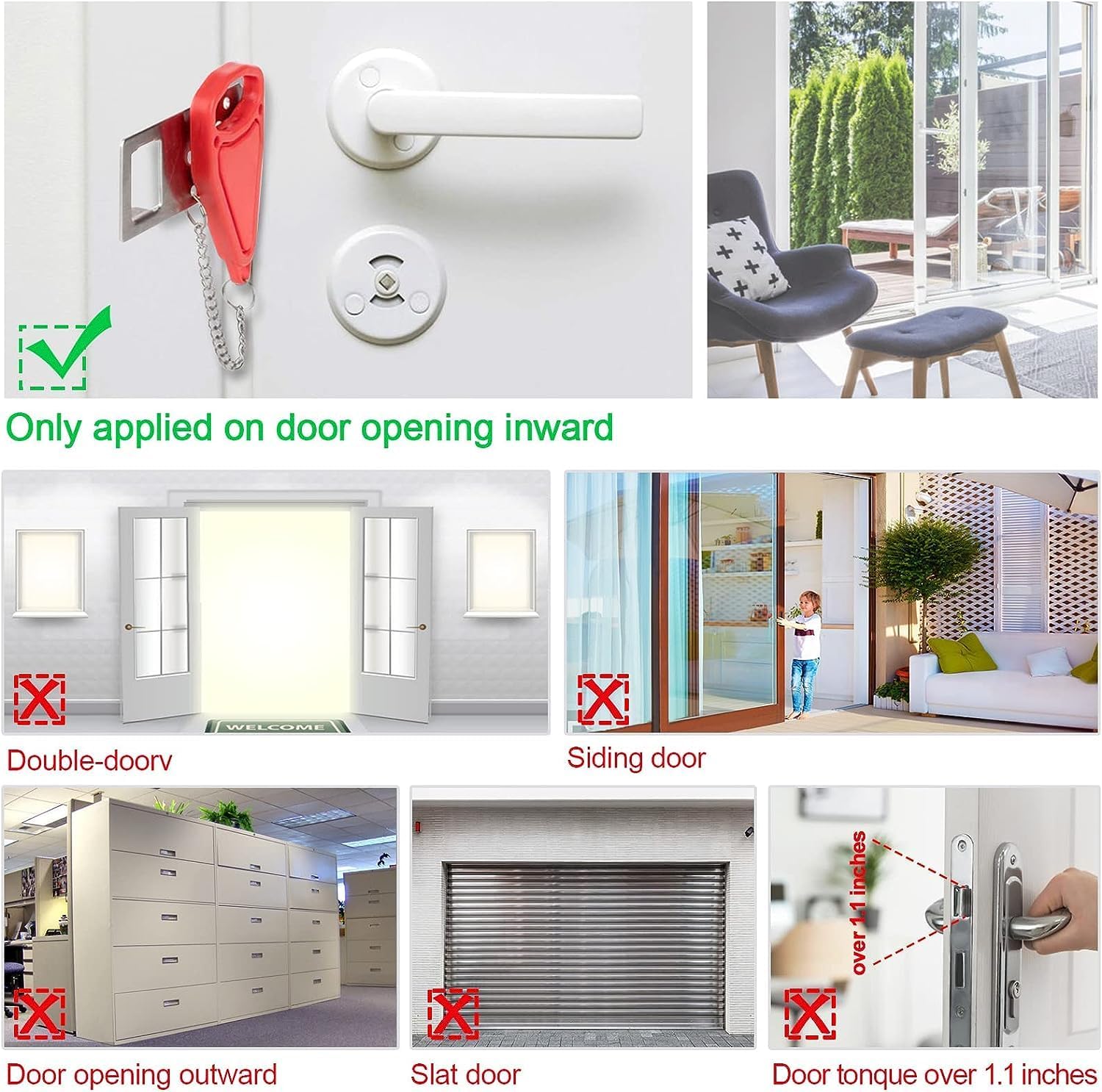 Upgraded Portable Door Lock - Home Security Device for Hotels, Apartments & Airbnb - Travel Safety Essential & Self Defense Tool - Perfect Christmas Gift (Red) - Use for Extra Protection While Traveling or at Home