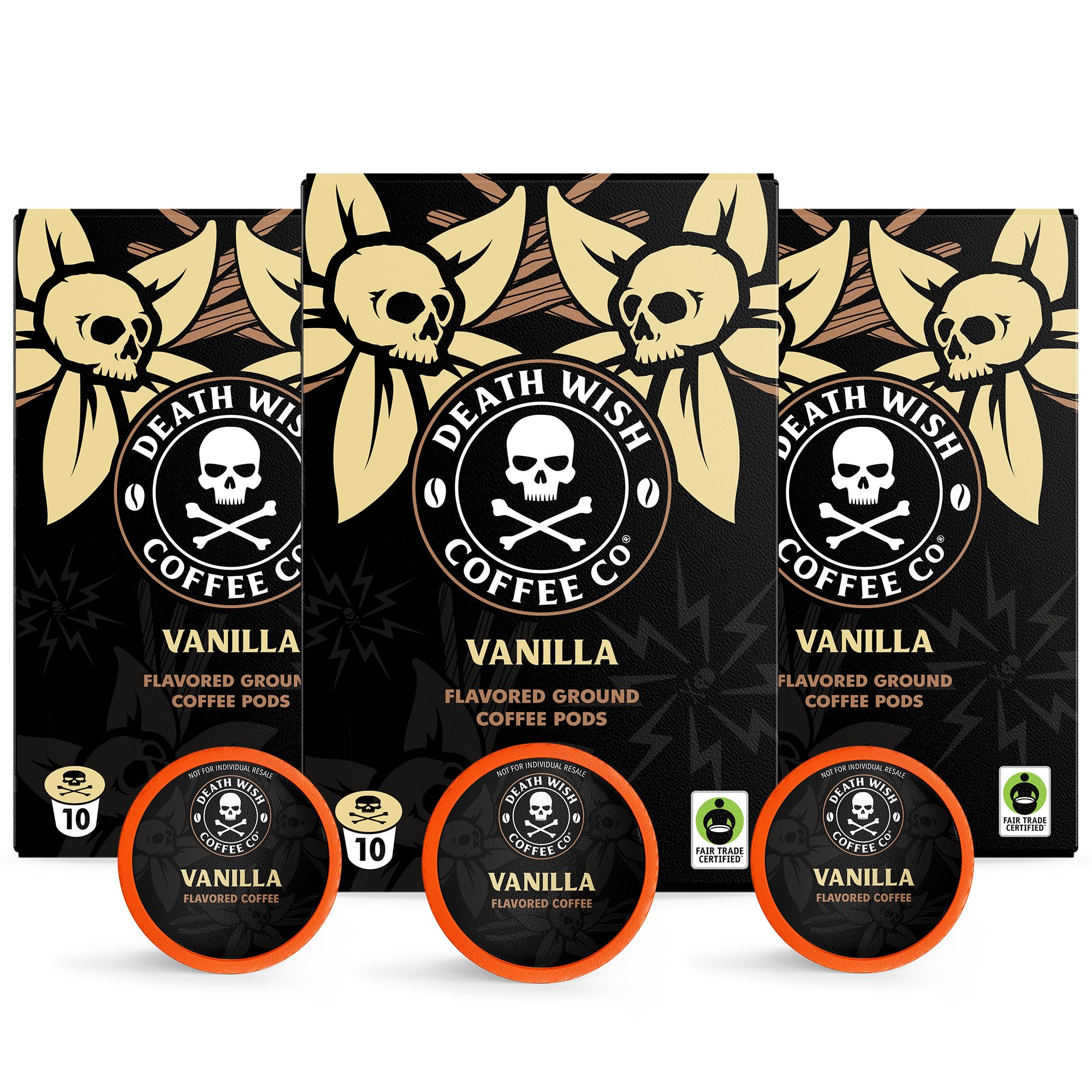 Death Wish Coffee Vanilla Single Serve Pods (30 Count) - Strongest Coffee Pods for Keurig Machines - Perfect for Home, Office & Travel Use