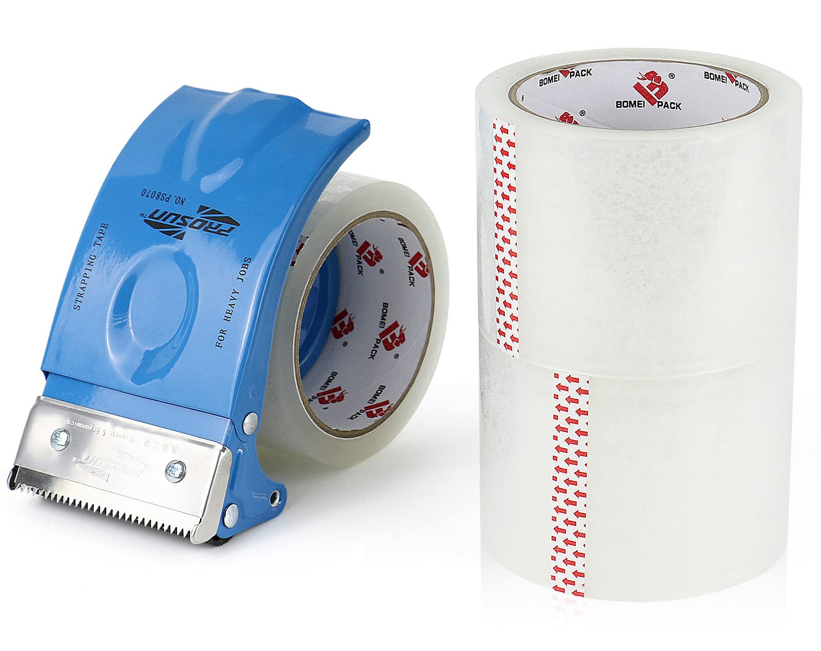 3 Inch Clear Heavy Duty Packing Tape with Dispenser - 2.4 Mil x 55 Yards Industrial Strength Shipping Tape for Moving, Mailing & Storage | Perfect for Box Sealing, Warehouse Packaging & E-commerce Shipping