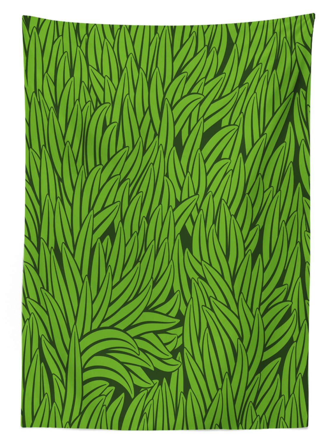 Ambesonne Green Outdoor Tablecloth - Hand Drawn Grass Pattern, Abstract Eco-Friendly Design, Washable Picnic Table Cover 58x104 Inches, Lime Green & Emerald | Perfect for Garden Parties, BBQs, Picnics & Outdoor Dining