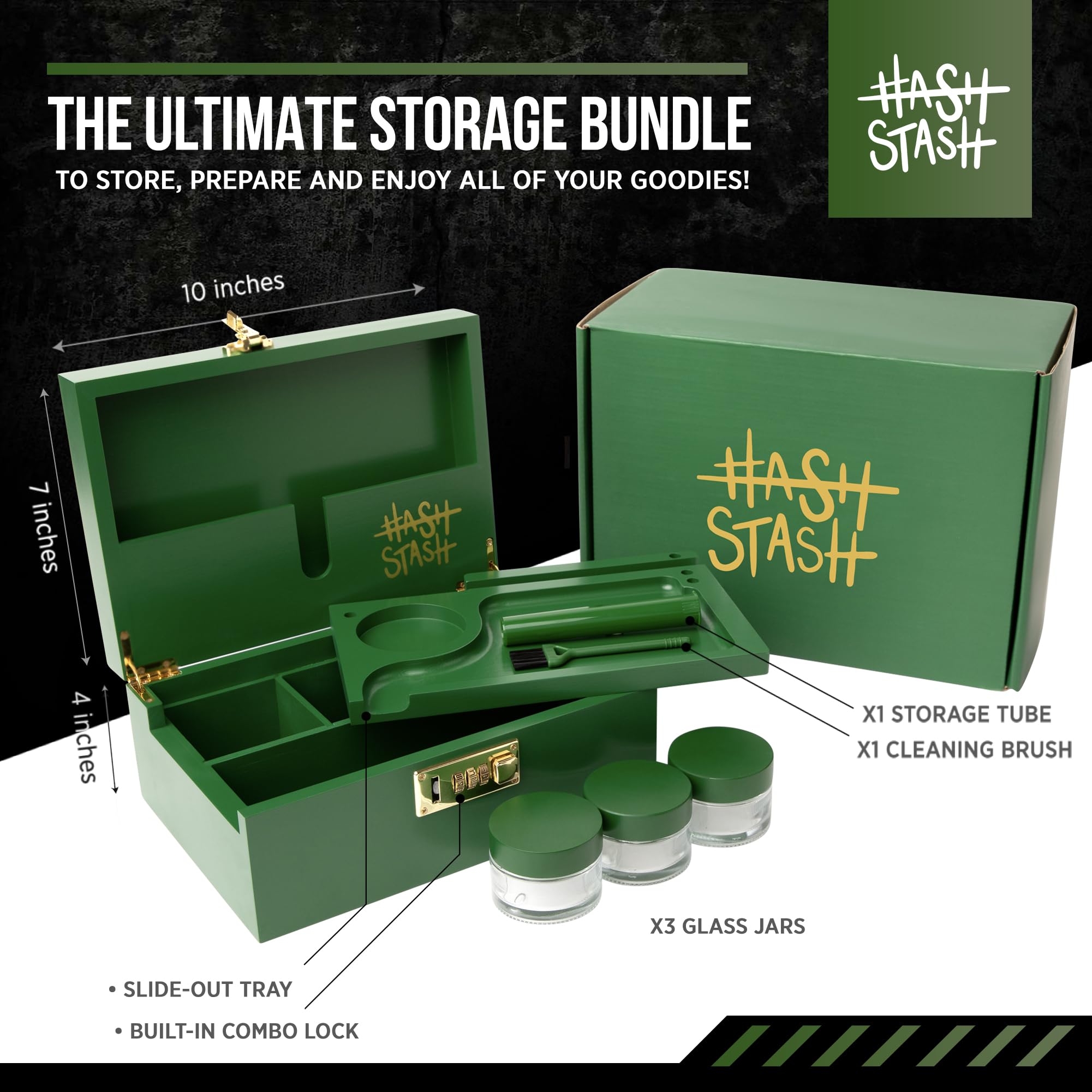 Premium Storage Box - Durable & Stylish (Green/Gold) - Perfect for Home Organization, Office Supplies & Craft Storage