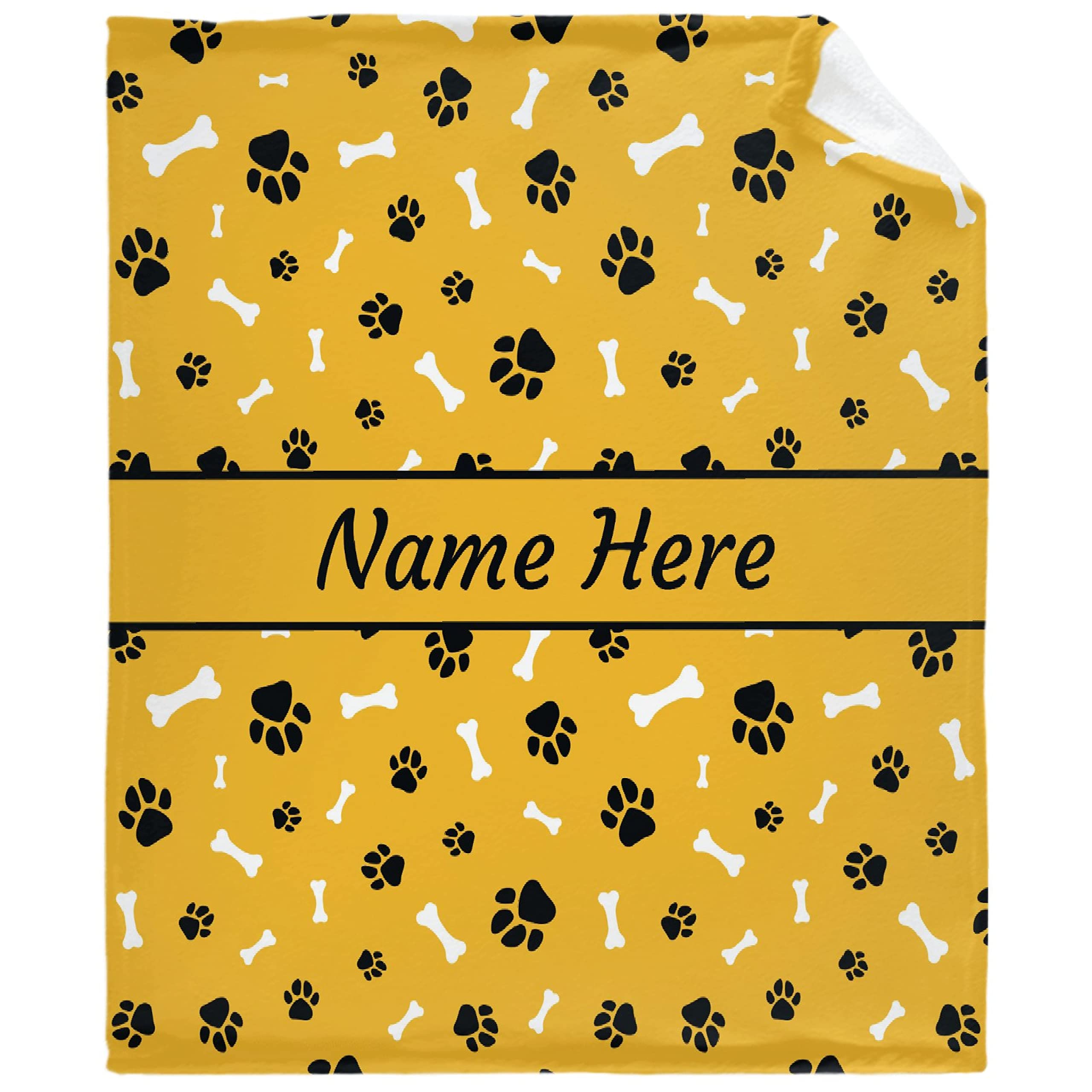 **Custom Personalized Dog Blanket with Name - Soft Cozy Fleece Pet Blanket for Puppy, Dog Lovers, Mom & Dad - Cute Paws & Bones Design - Perfect Gift for Bed, Sofa, Couch & Travel - Ideal for Family & Pet Lovers**