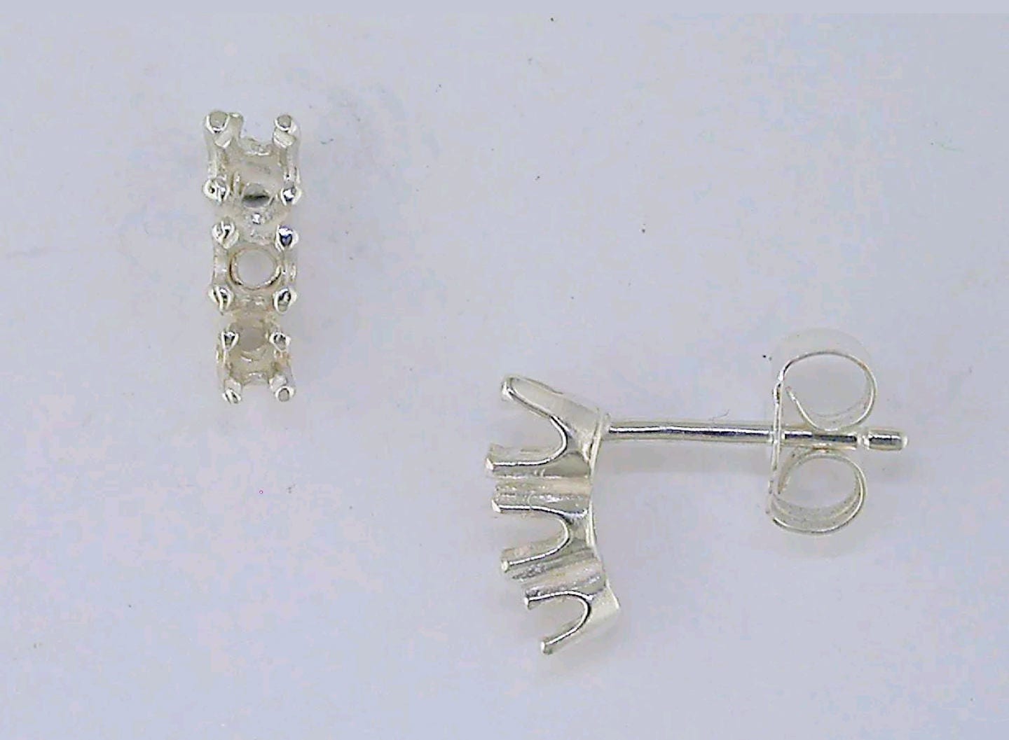 Sterling Silver or 14K Gold Round Multi-Stone Earring Settings - 2 Piece Set (USA 162 113/142 113) - Perfect for Bridal Jewelry, Gift Giving & Special Occasions