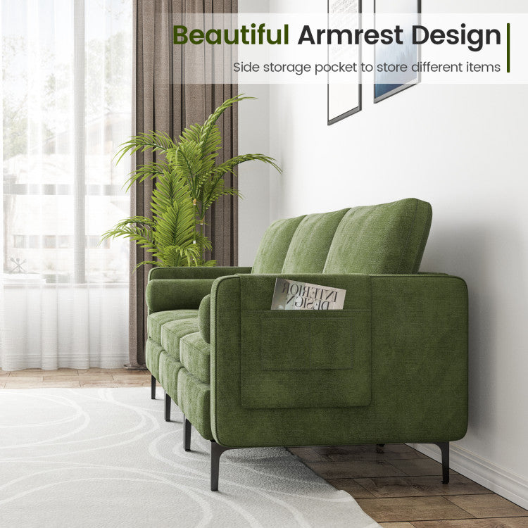Costway 3-Seater Sectional Sofa with Storage Pockets, USB Ports & Sturdy Metal Legs - Modern Living Room Furniture for Small Spaces & Apartments