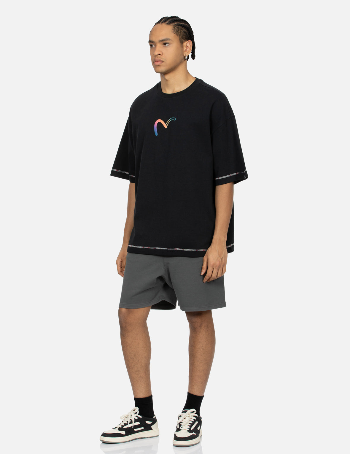 Rainbow Seagull & Logo Print Oversized T-Shirt - Comfortable Graphic Tee for Men & Women | Perfect for Casual Wear, Beach Outings & Summer Fashion