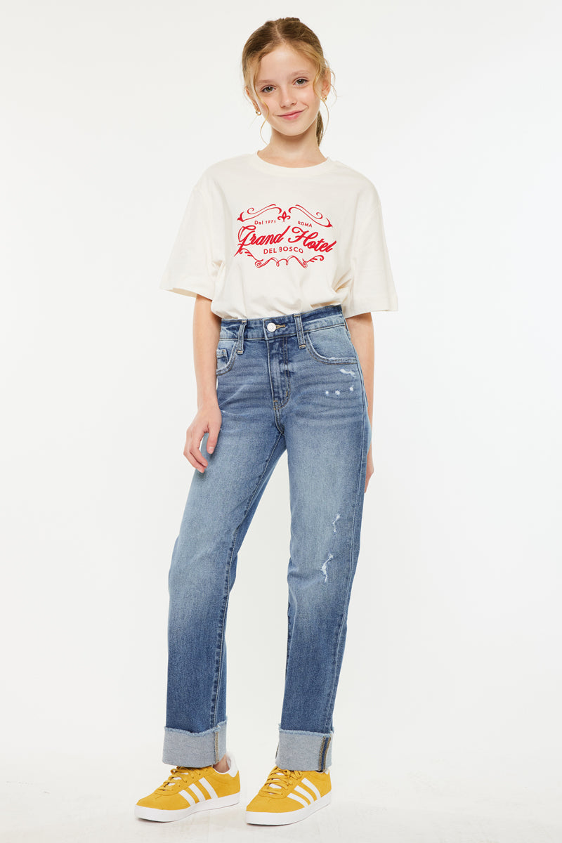 Nia High Rise Straight Jeans for Kids - Comfortable & Stylish Denim Pants for School, Play & Everyday Wear