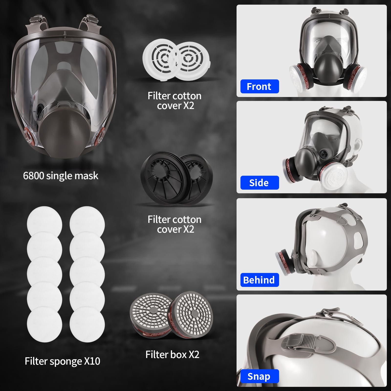 Full Face Gas Mask - Reusable Respirator for Nuclear & Chemical Survival | Emergency & Outdoor Use