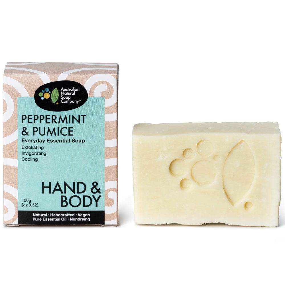 Australian Natural Soap Company Peppermint & Pumice Hand & Body Soap Bar - Exfoliating & Refreshing for Daily Skincare & Shower Use