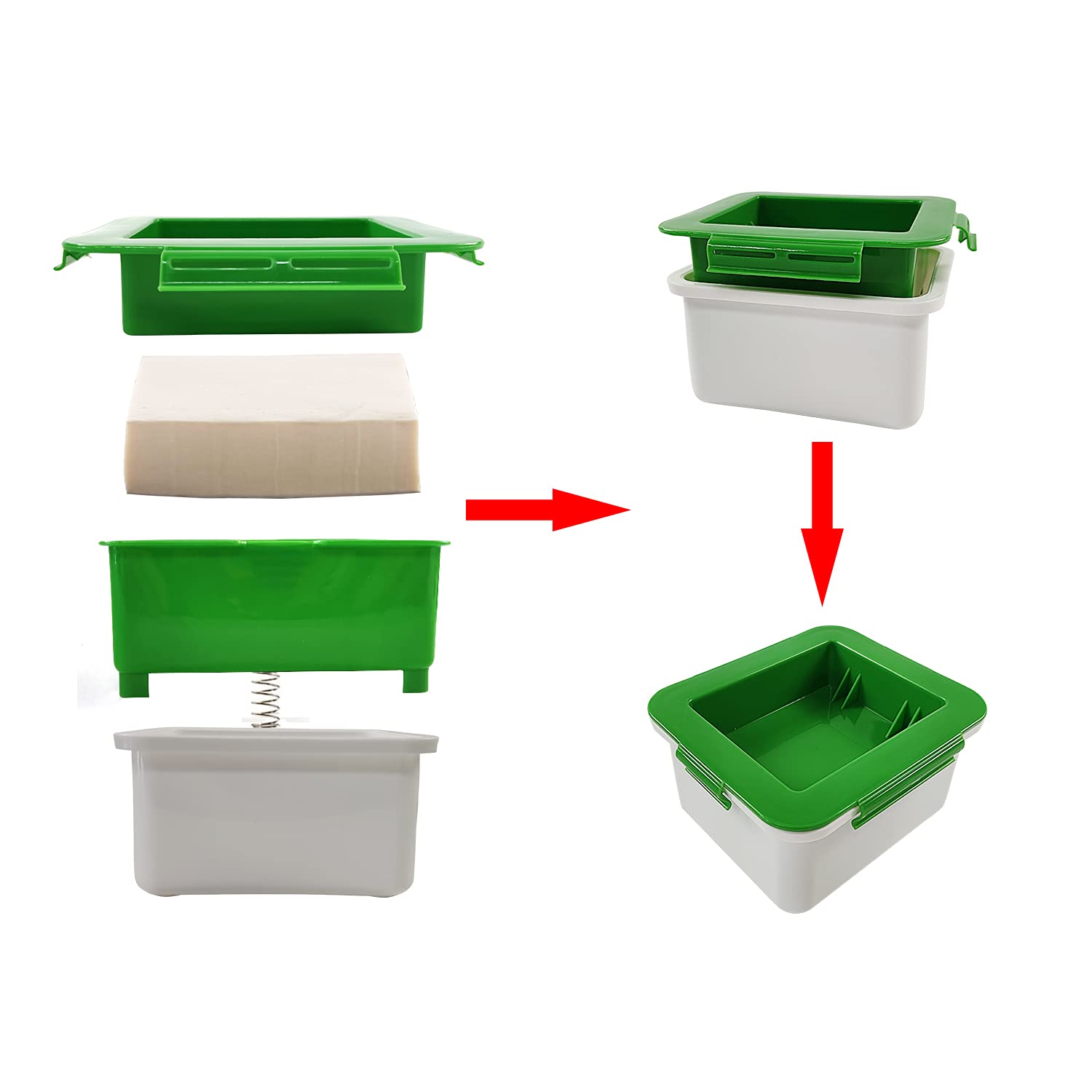 Premium 3-Layer Tofu Press with Water Collecting Tray - DIY Homemade Tofu Maker for Removing Excess Water - Includes Middle Strainer & Top Lid - Easy to Clean & Use - Perfect for Vegan Cooking, Meal Prep & Asian Cuisine