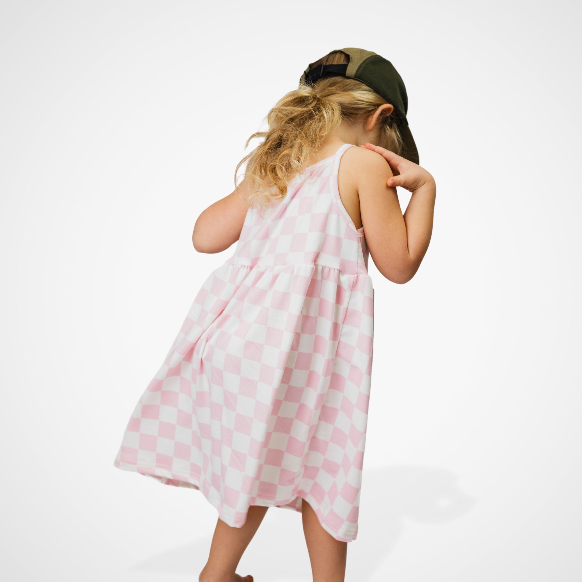 Stylish Pink Checkered Adventure Dress for Women - Perfect for Outdoor Hiking, Travel & Casual Wear
