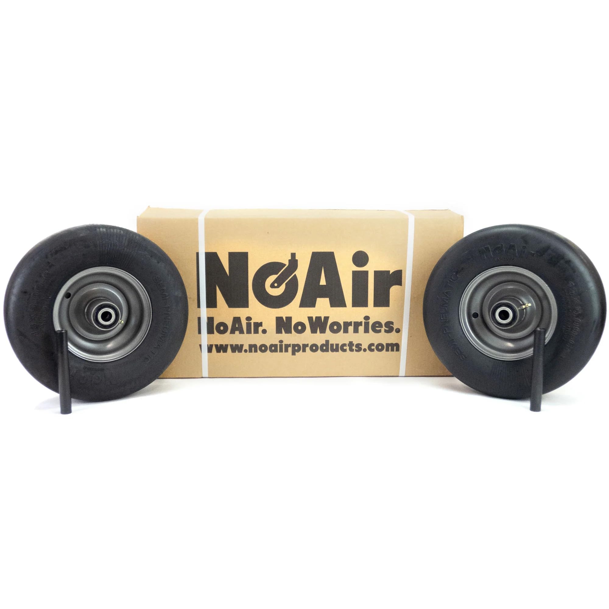 NoAir® (2) Flat Free Tire Assemblies 13x5.00-6 - Fits Gravely Ariens 07101111 - Perfect for Lawn Mowers, Wheelbarrows & Outdoor Equipment - Durable Solid Rubber Tires for Heavy-Duty Use