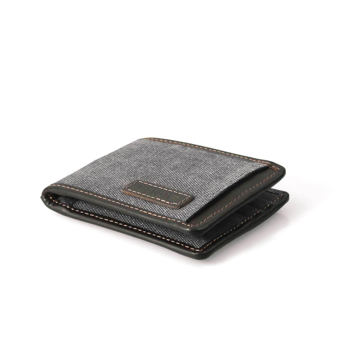 TRP0400 Troop London Men's Bi-Fold Canvas Wallet - Slim RFID Blocking Leather Wallet for Everyday Use & Travel