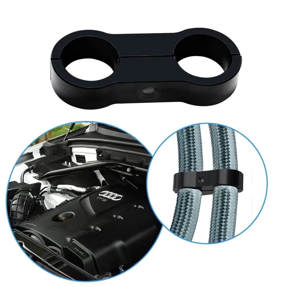 12AN Black Aluminum Hose Clamp - AN12 Fuel Line Separator Mounting Clamps, 6Pcs/Pack - Compatible with 3/4