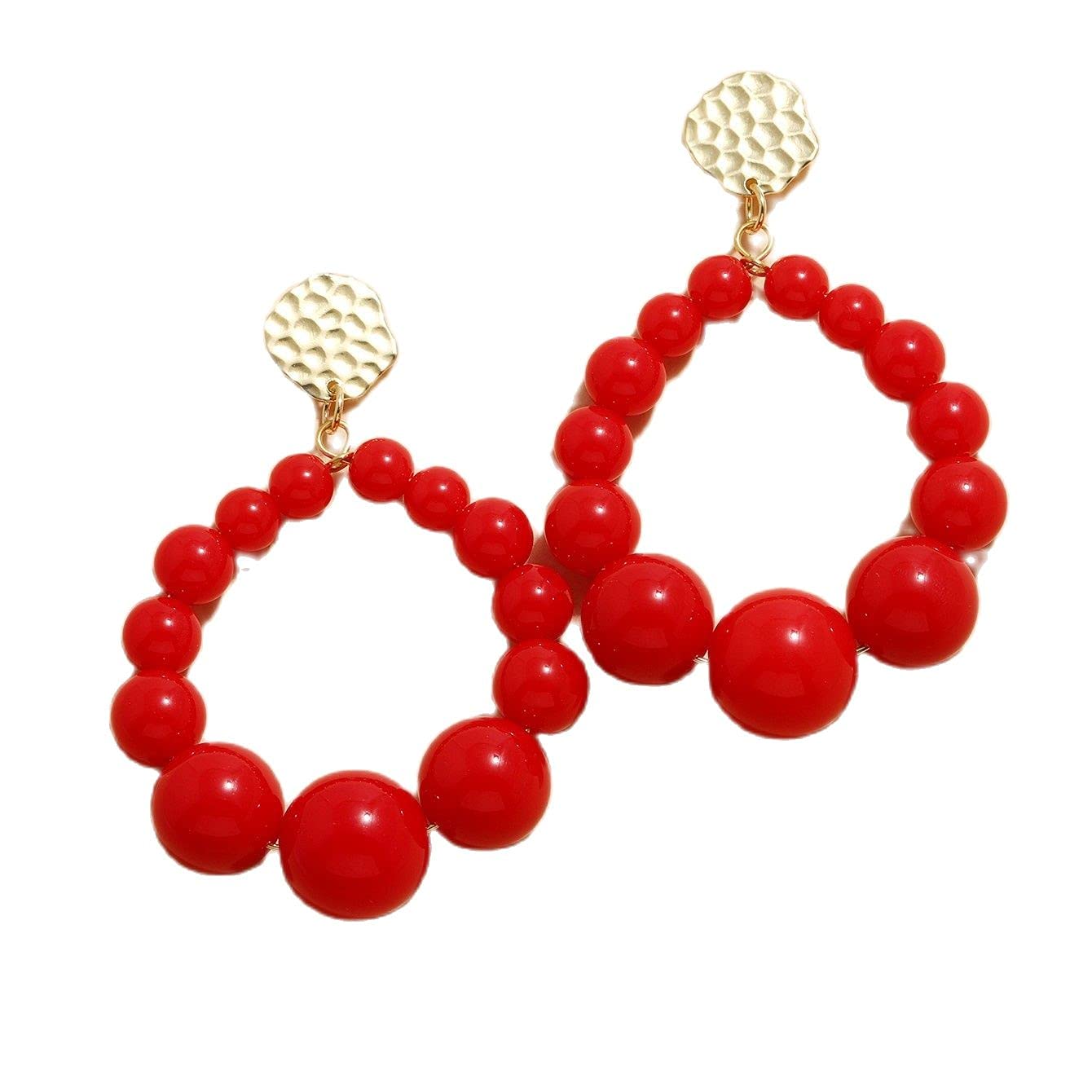 Bohemian Color Bead Pendant Earrings for Women - Vintage Acrylic Dangle Earrings with Gradual Multi-Colored Beads | Perfect for Parties, Gifts & Boho Fashion Jewelry